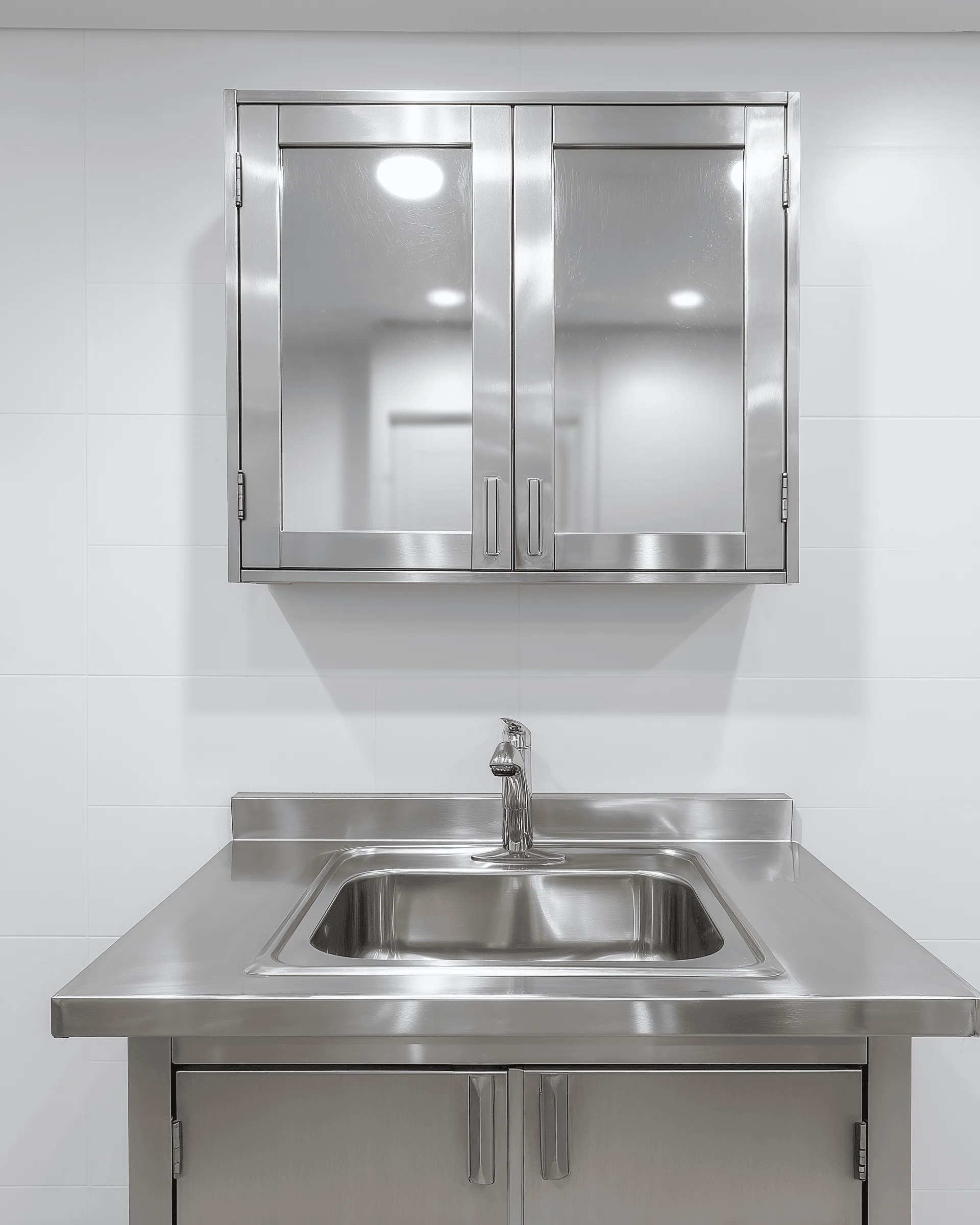 Custom bathroom vanity cabinetry with integrated storage