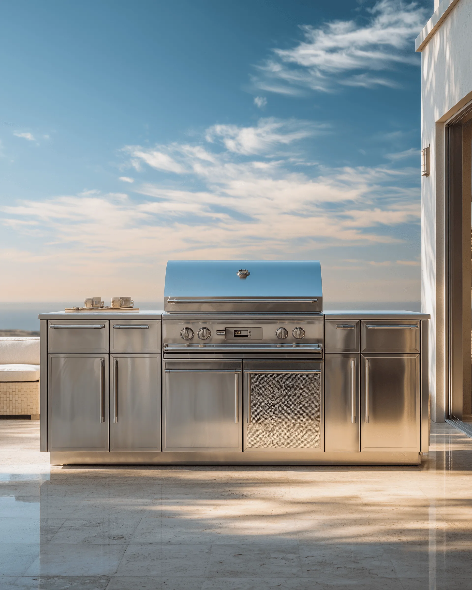 Made to measure outdoor kitchen cabinetry for an open air setting