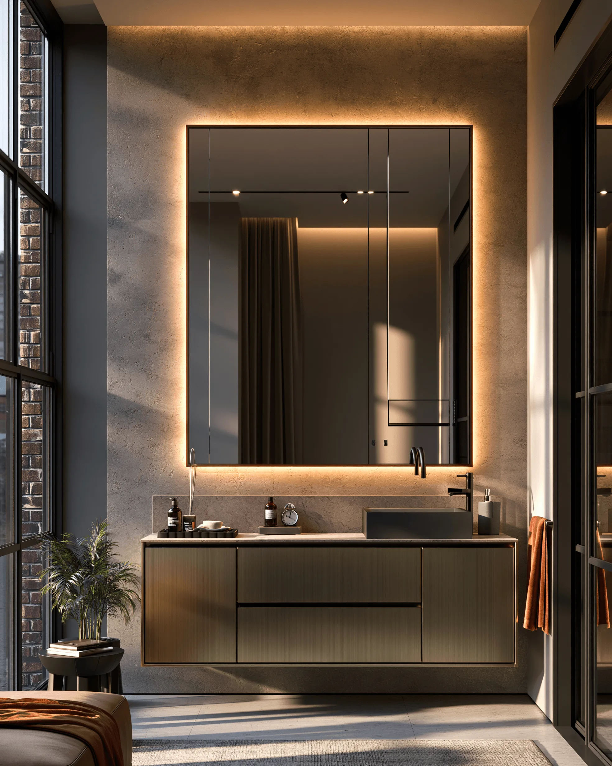 Zovia Dark Grey, Gunmetal & Silver Brushed stainless steel bathroom vanity