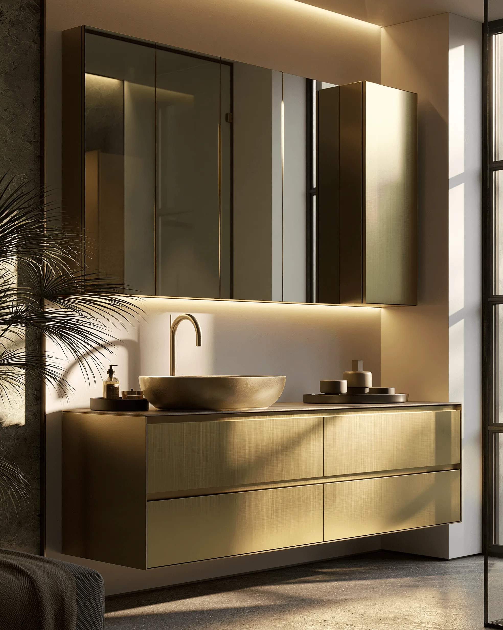 Zovia Gold & Champagne stainless steel bathroom vanity