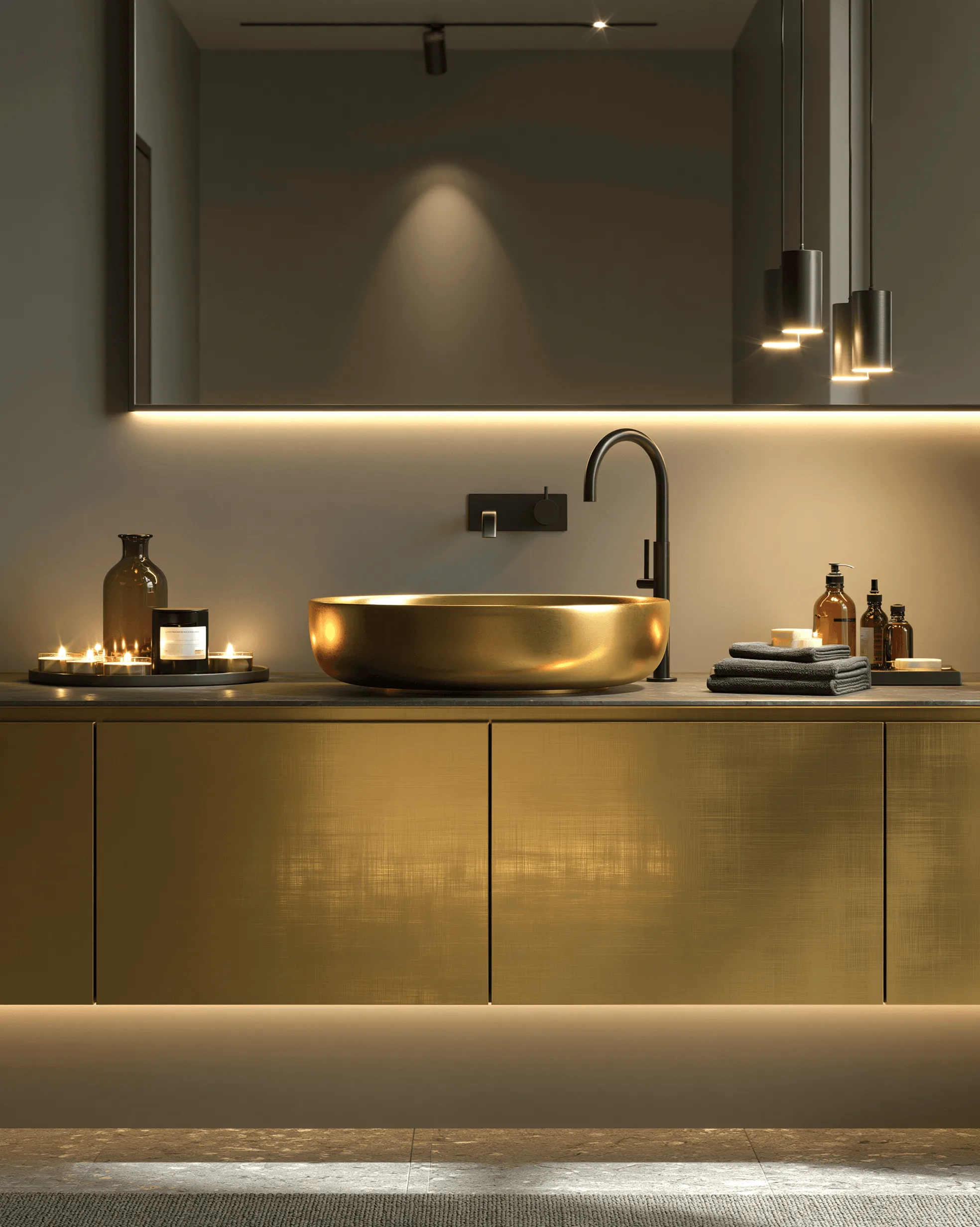 Zovia Gold & Champagne stainless steel bathroom vanity