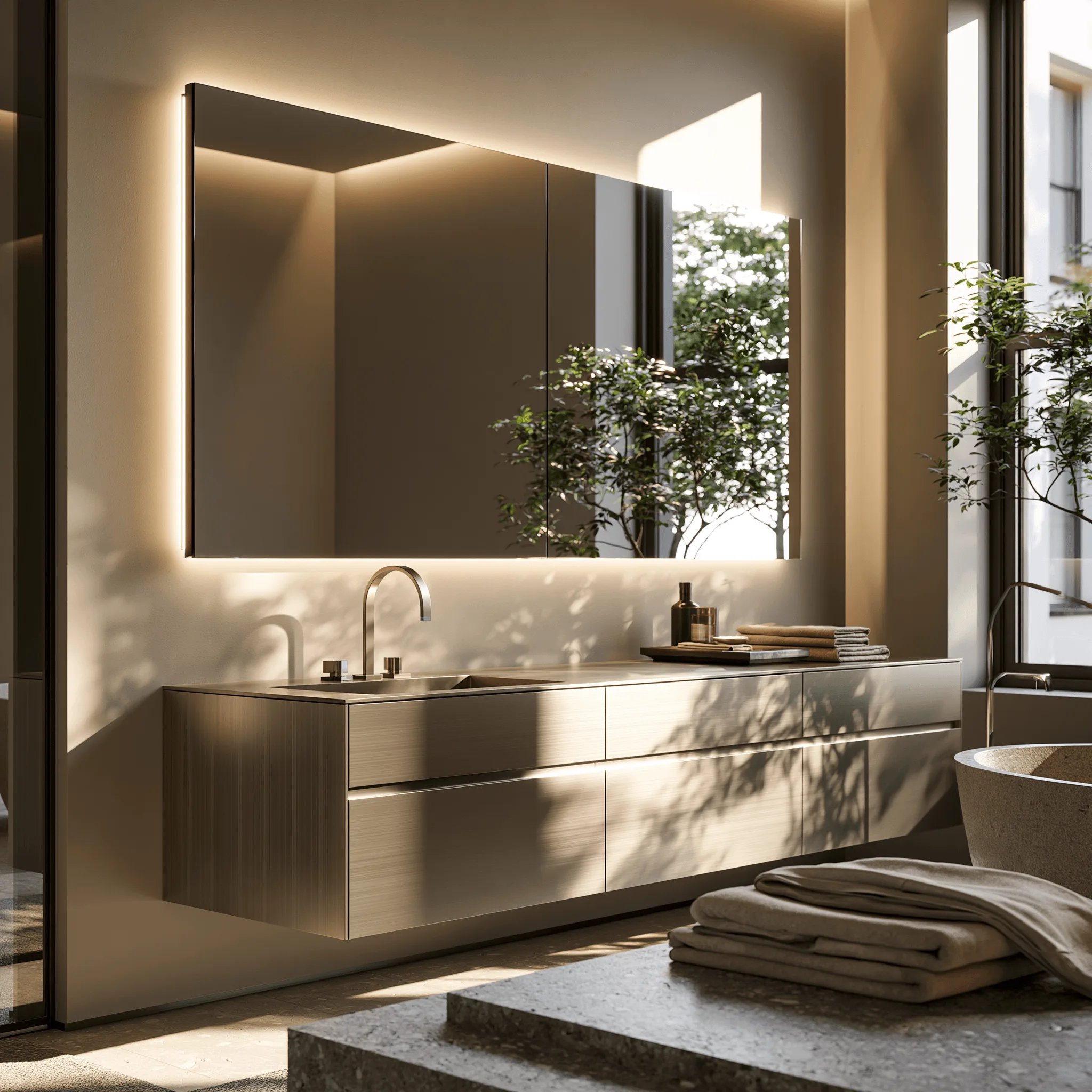 Zovia Gold & Champagne stainless steel bathroom vanity