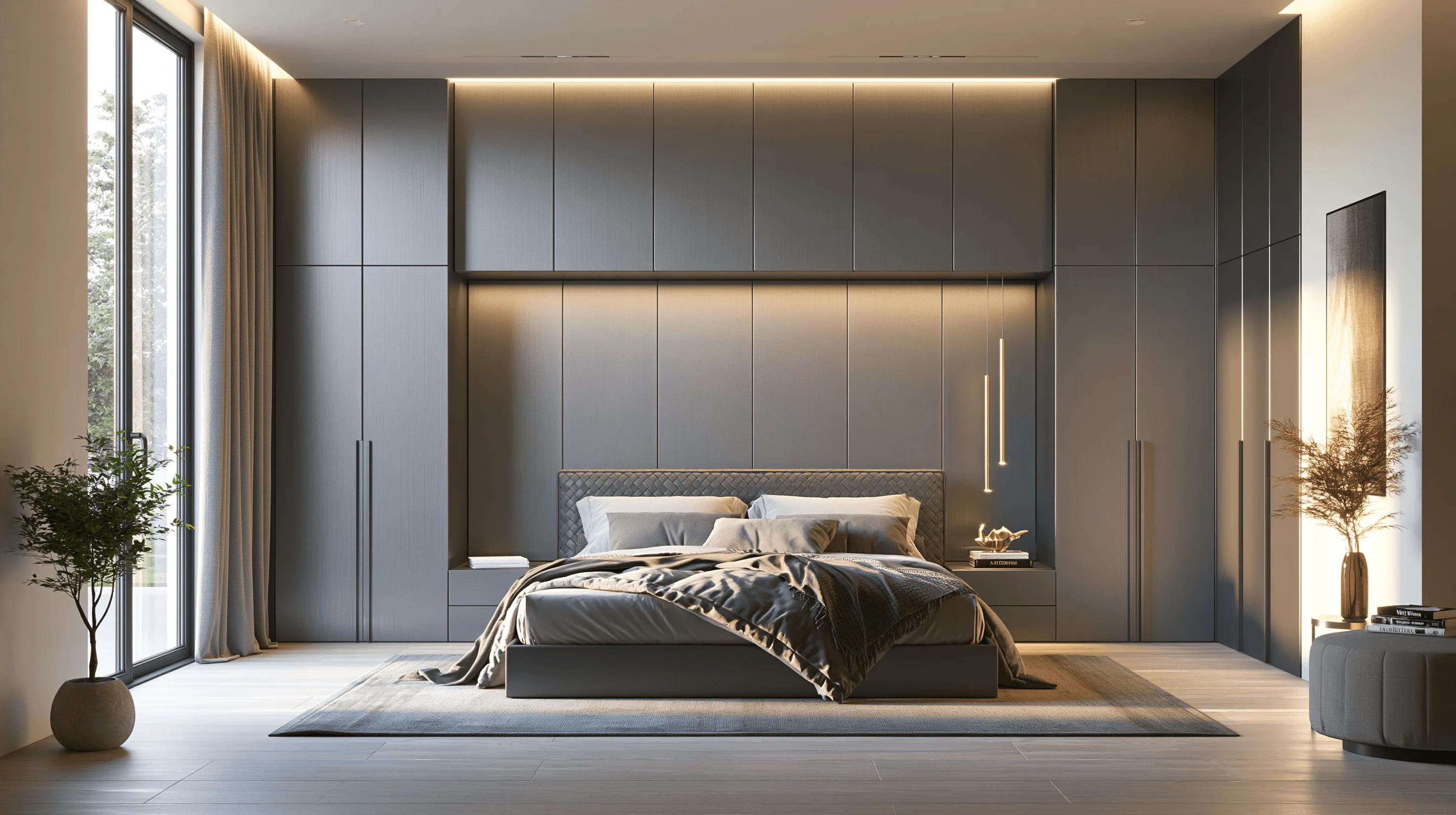 Zovia Dark Grey & Graphite stainless steel bedroom wardrobe