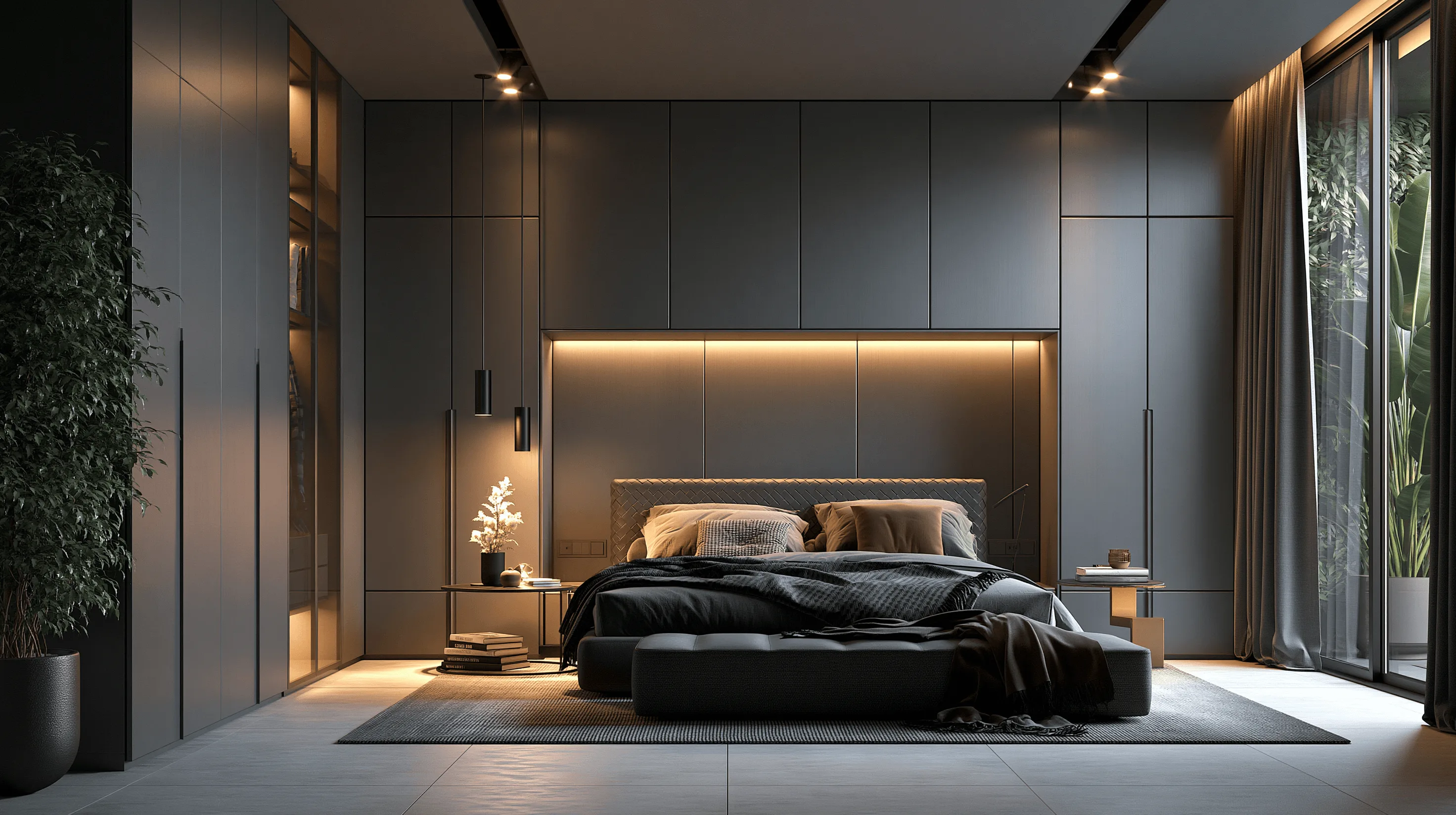 Zovia Dark Grey & Graphite stainless steel bedroom wardrobe