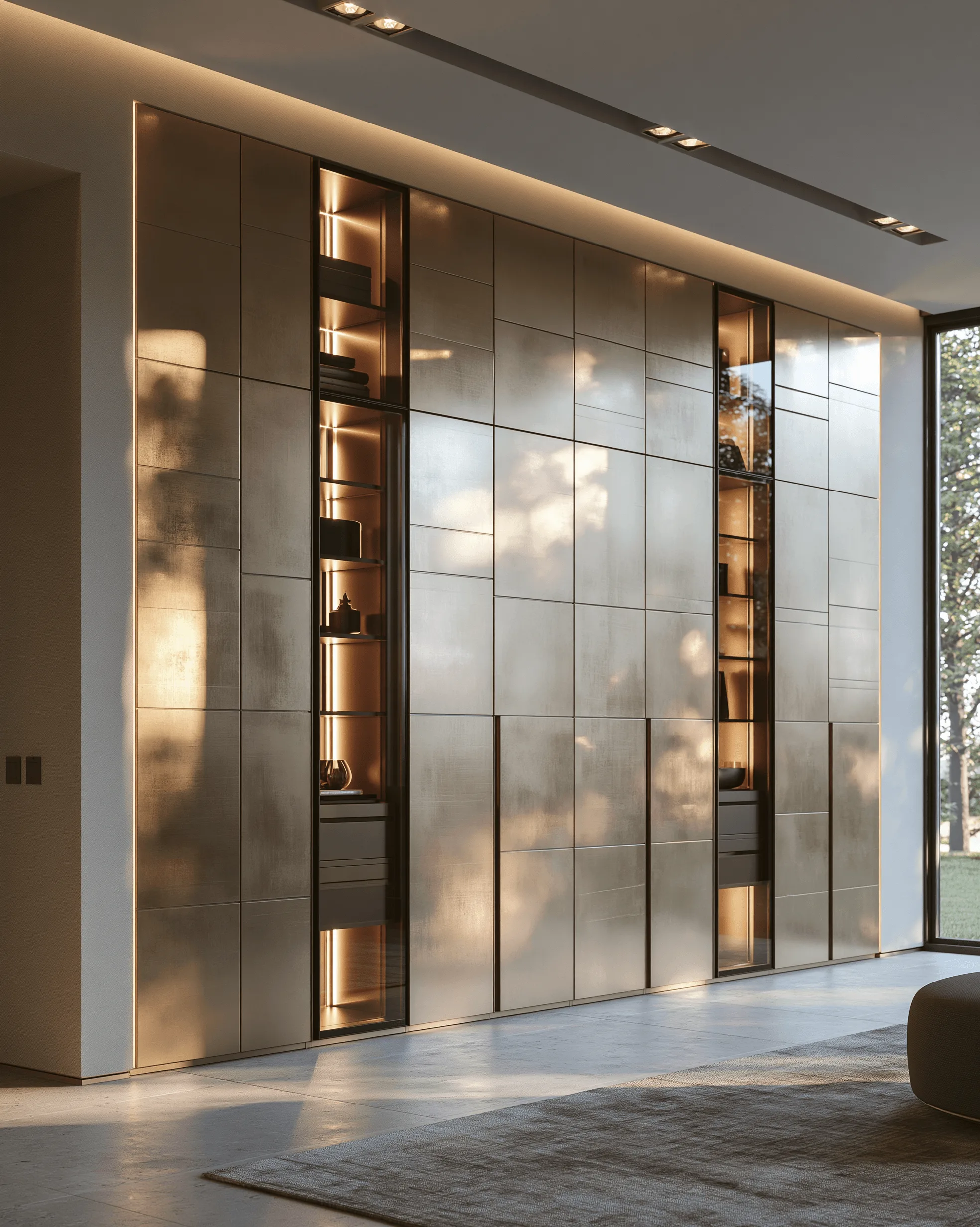 Zovia Champagne Gold & Brass stainless steel bedroom wardrobe