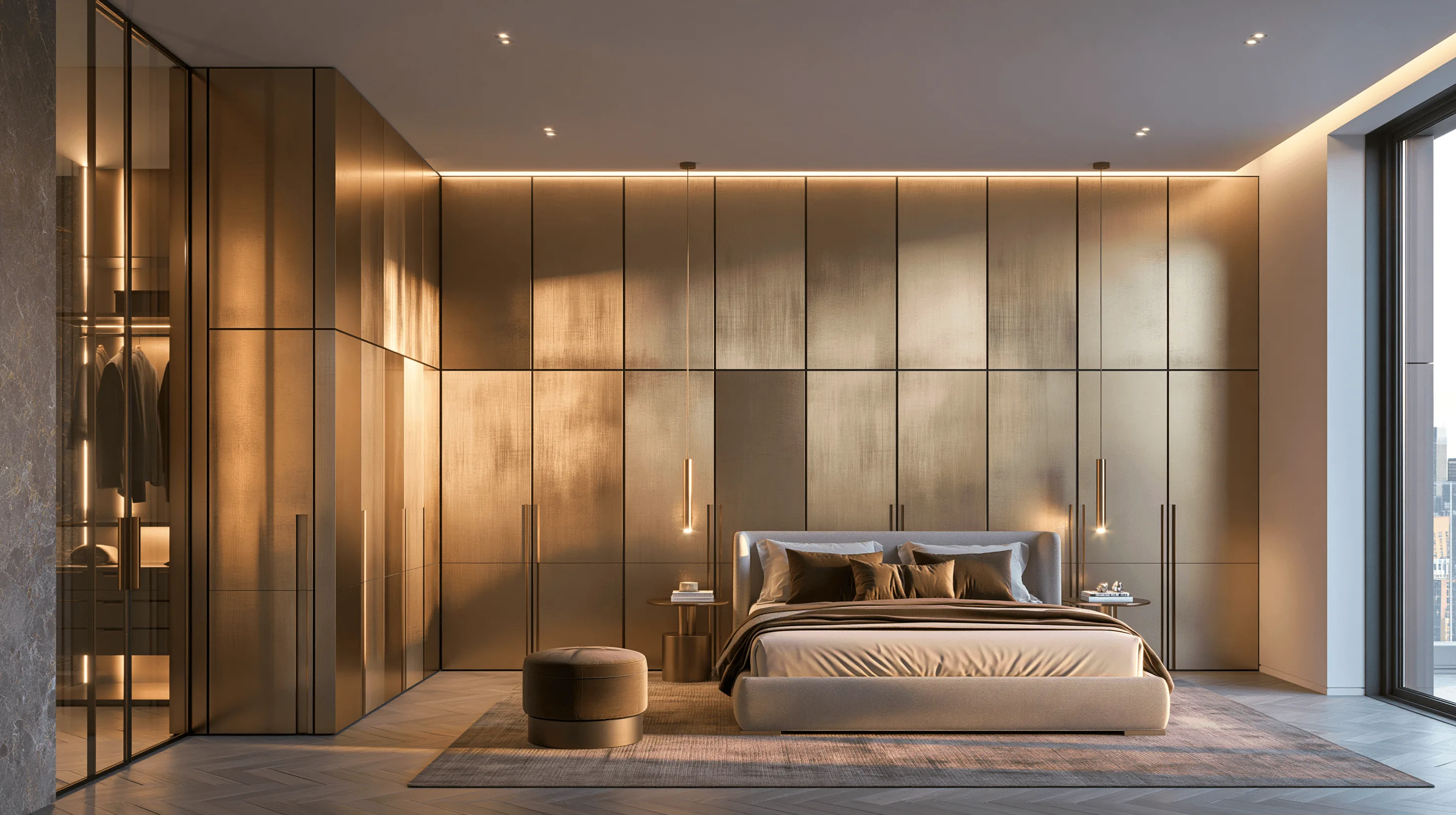 Zovia Champagne Gold & Brass stainless steel bedroom wardrobe
