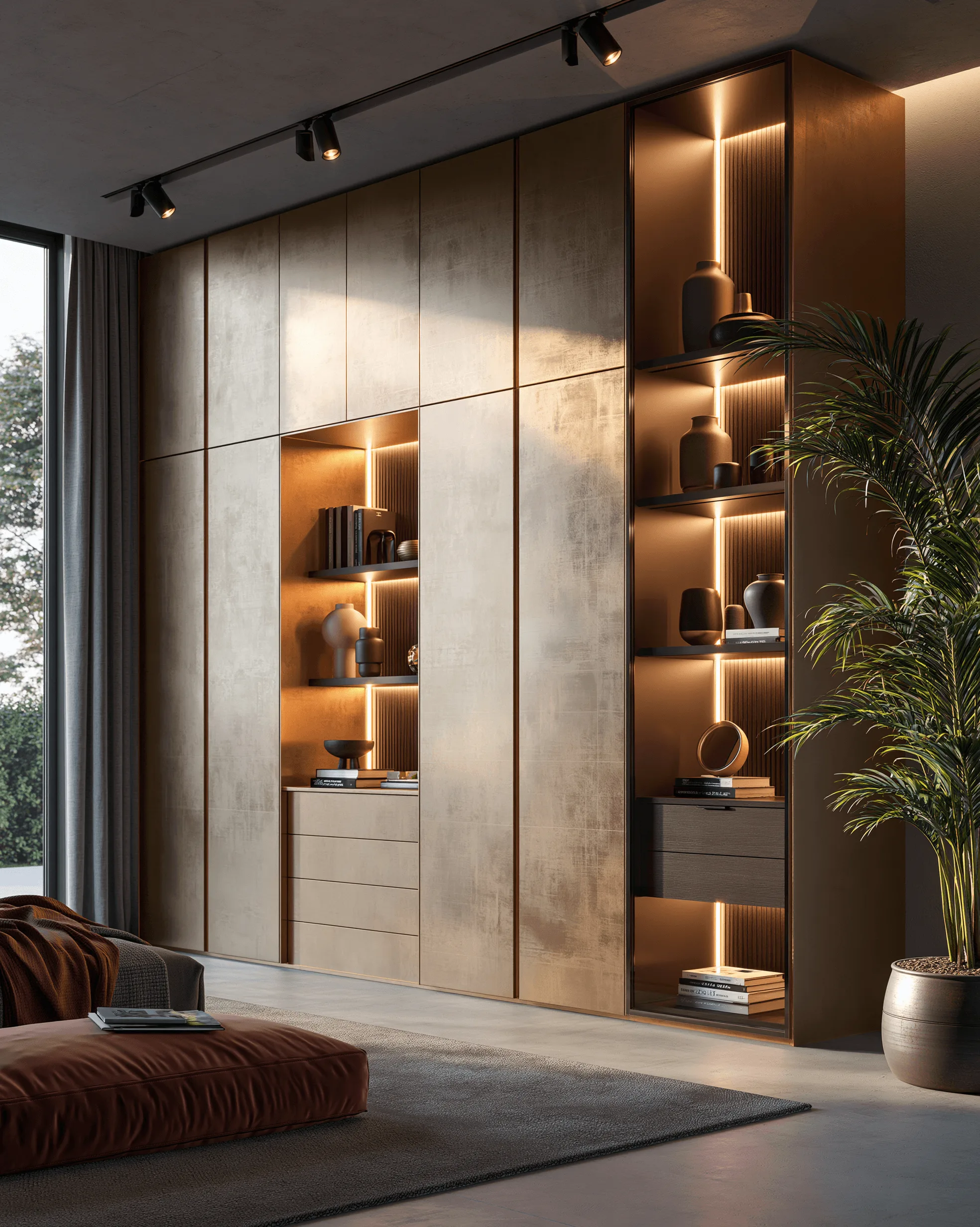 Zovia Champagne Gold & Brass stainless steel bedroom wardrobe