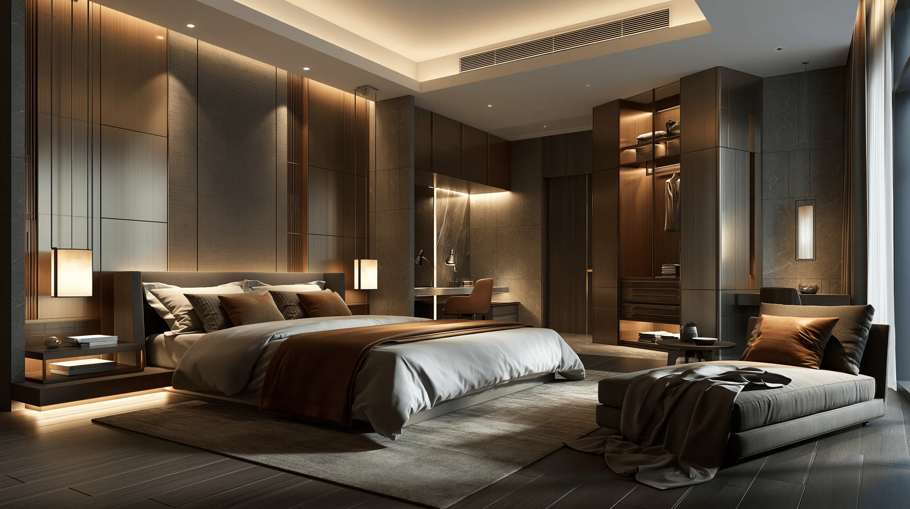 Zovia Warm Tones · Ivory & Wood Grain stainless steel bedroom wardrobe