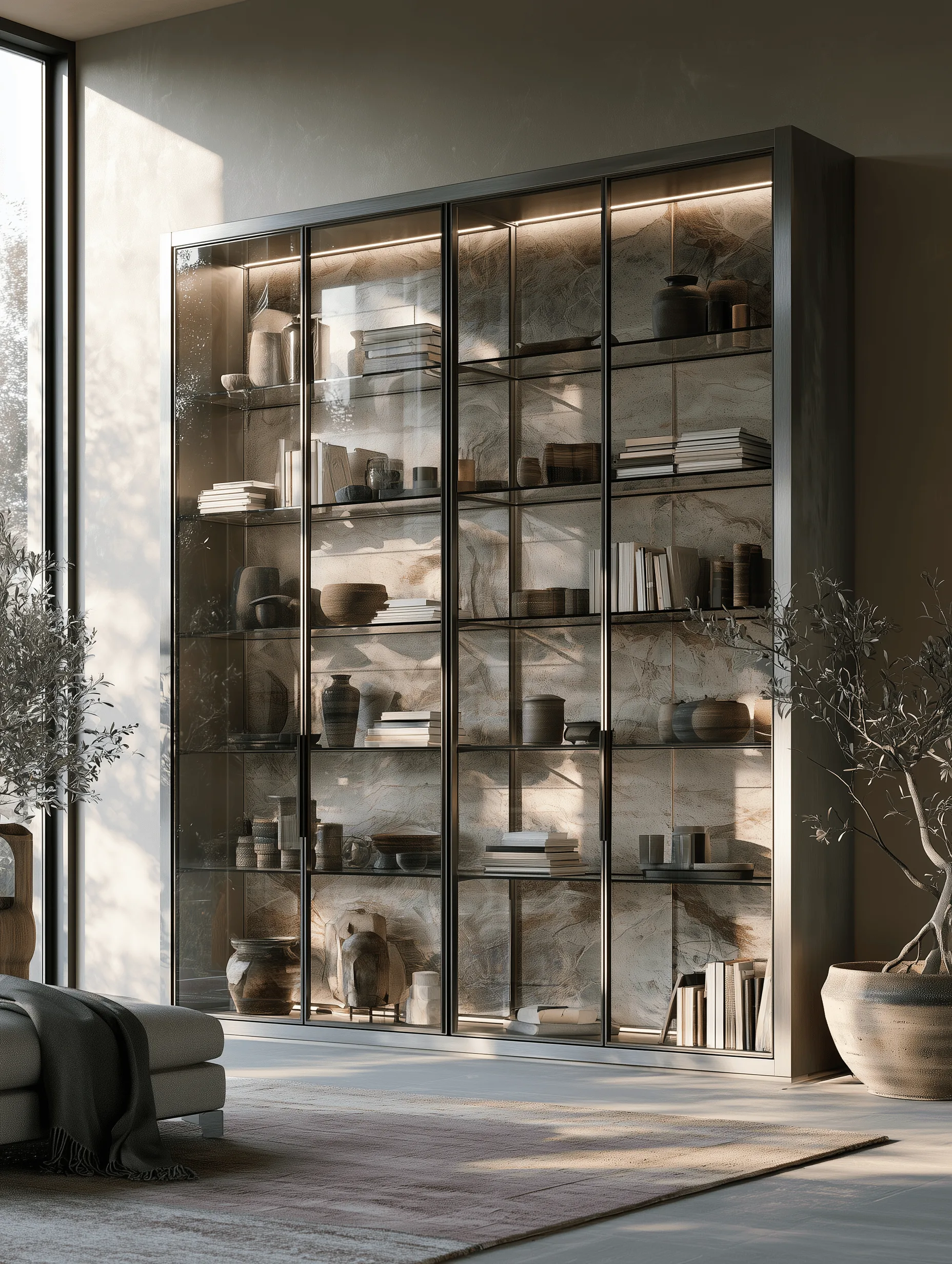 Zovia stainless steel glass display cabinet
