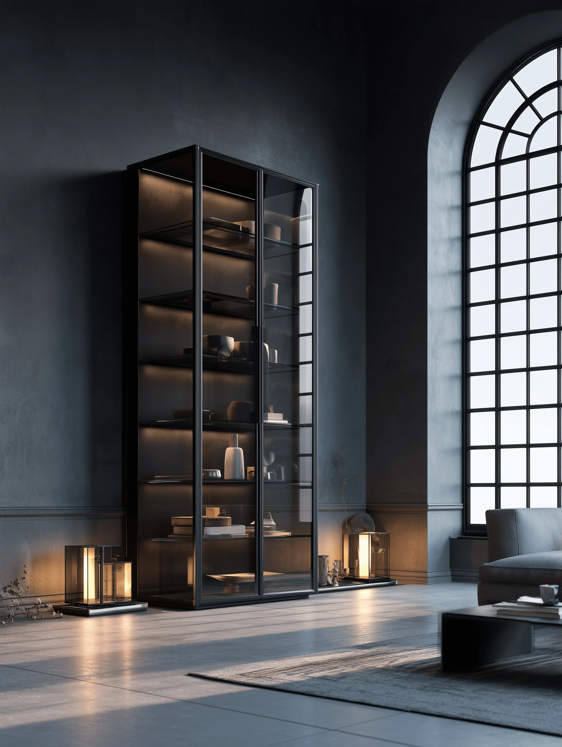 Zovia stainless steel glass display cabinet