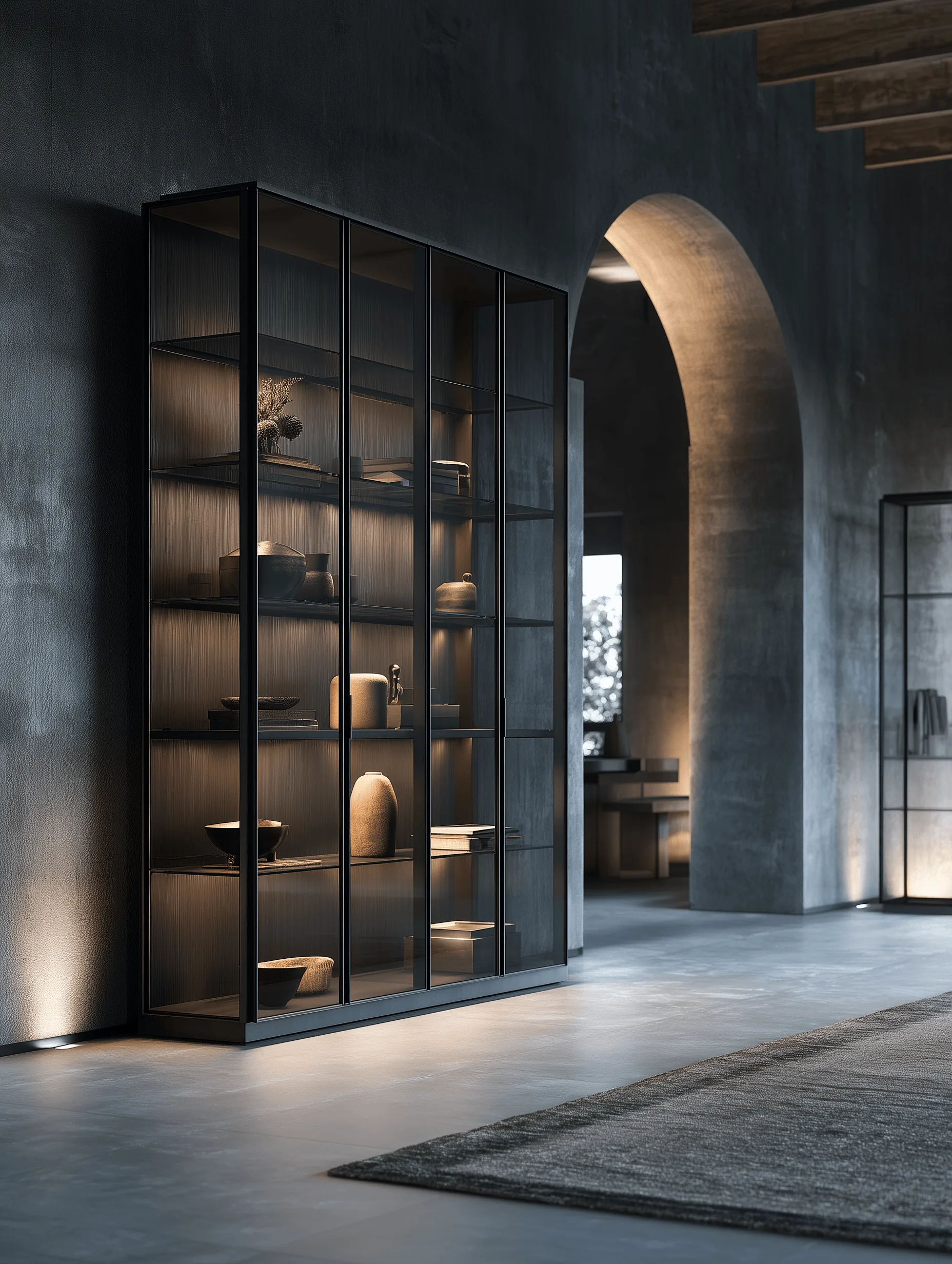 Zovia stainless steel glass display cabinet