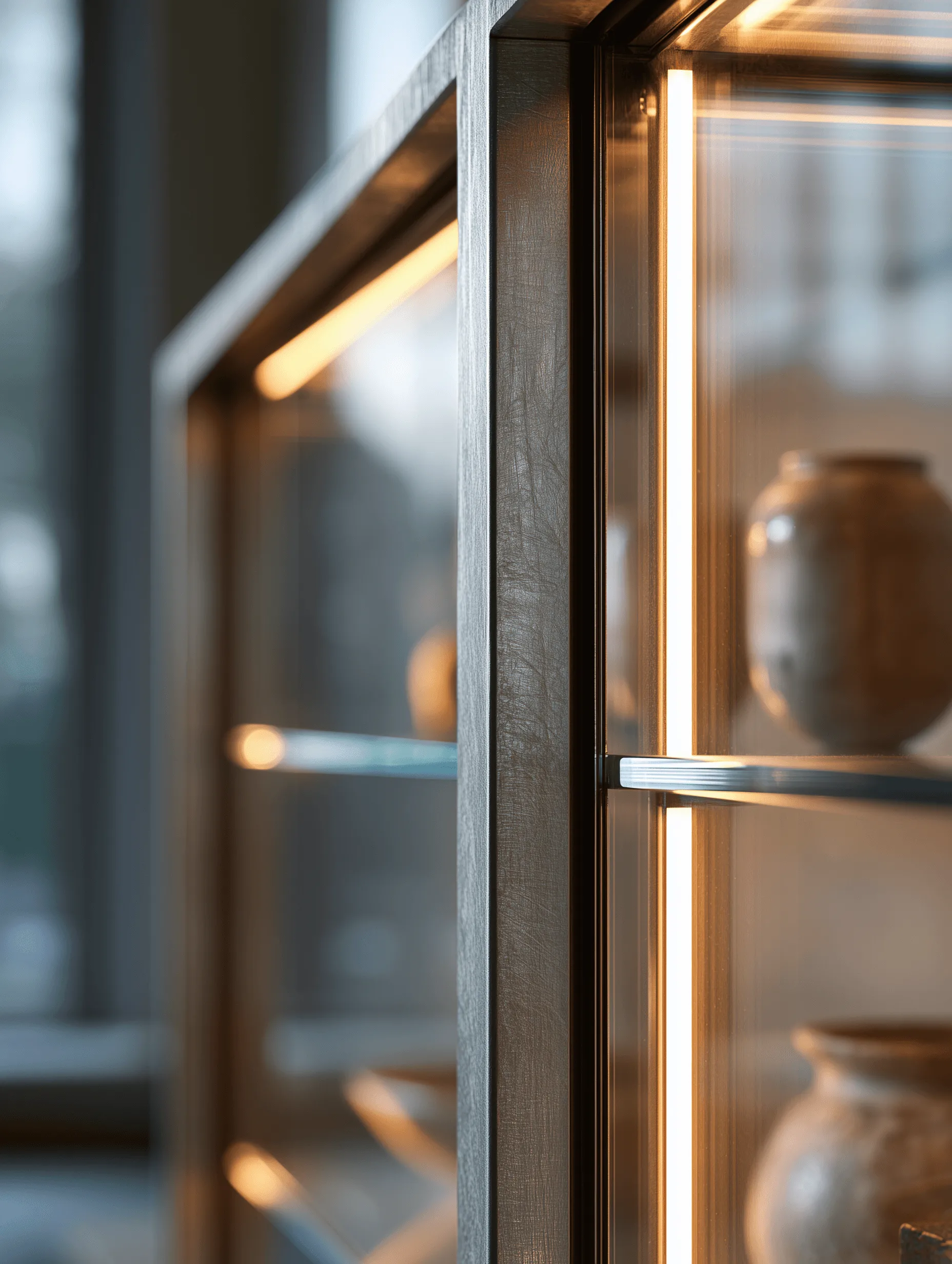 Zovia stainless steel glass display cabinet