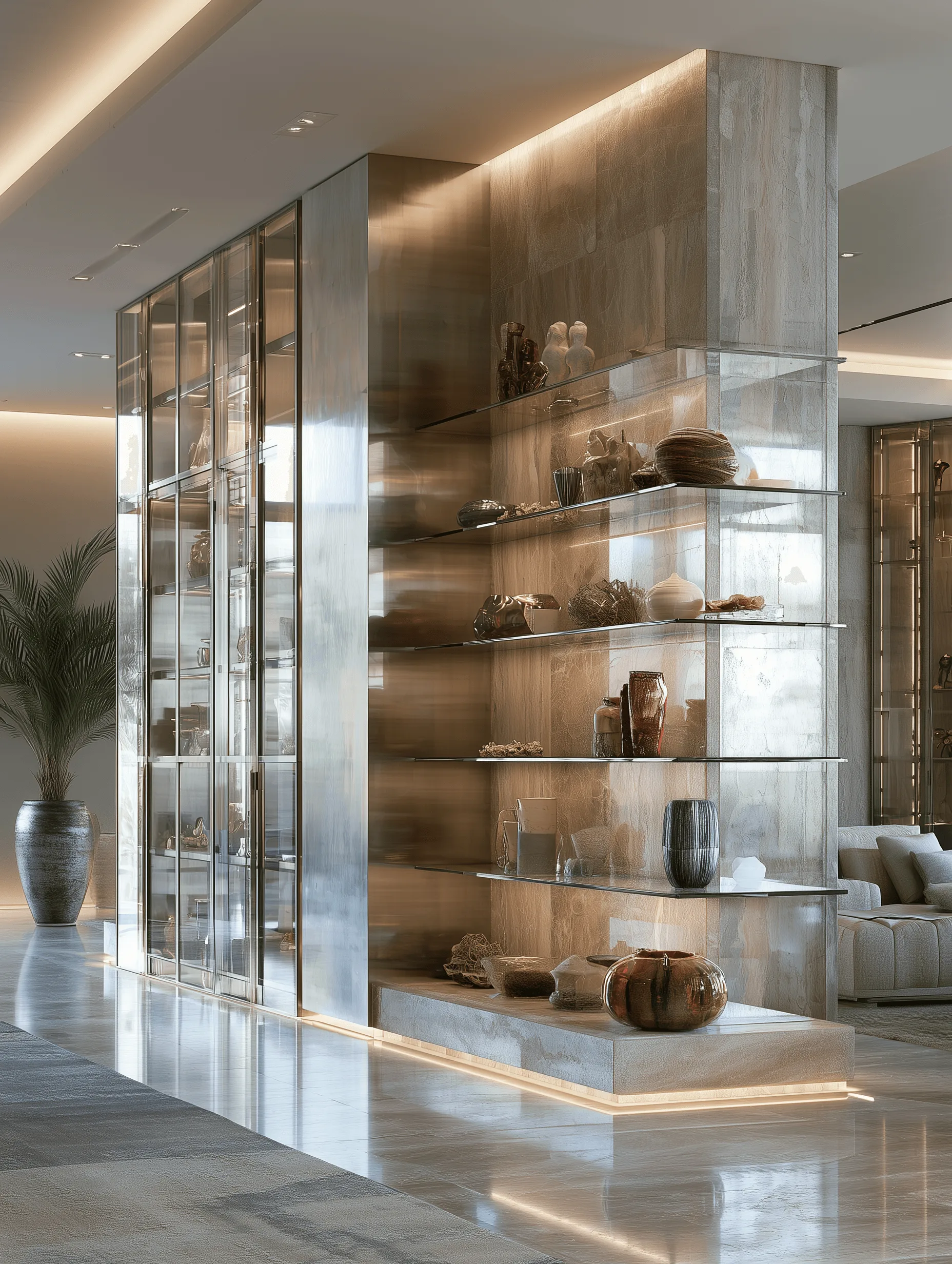 Zovia stainless steel glass display cabinet