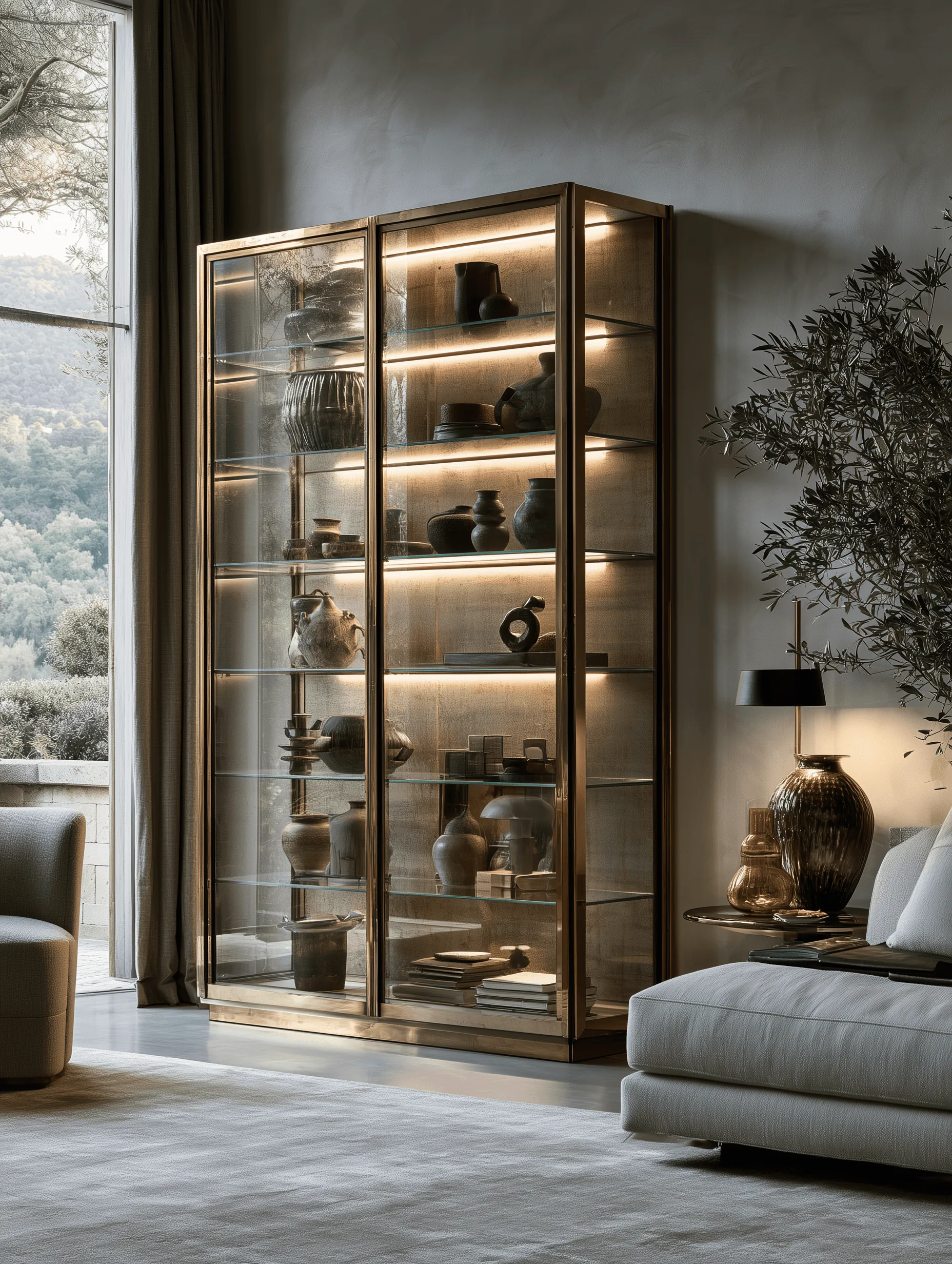 Zovia stainless steel glass display cabinet