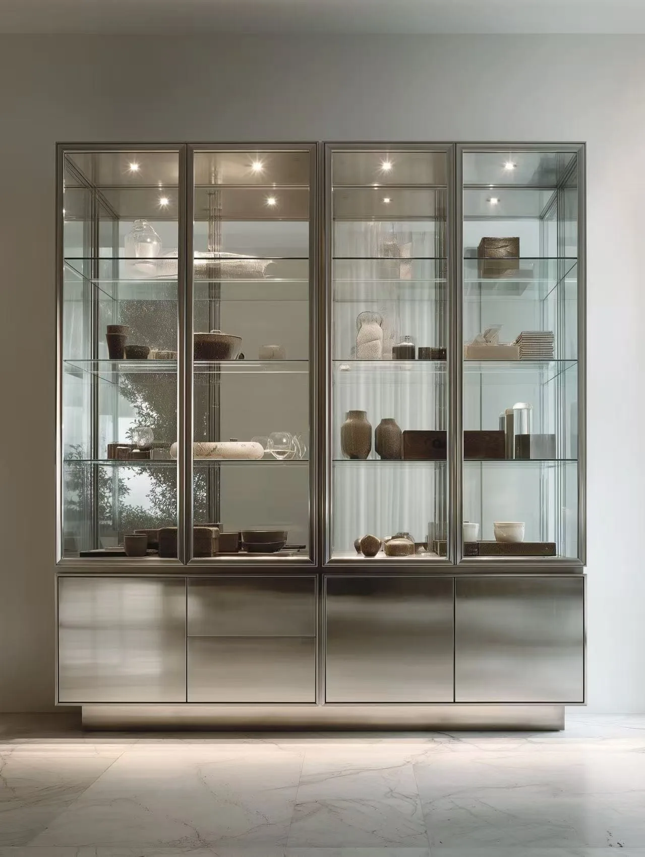 Zovia stainless steel glass display cabinet