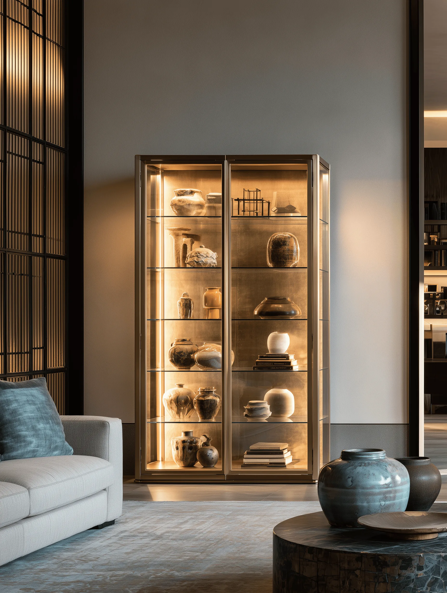 Zovia stainless steel glass display cabinet