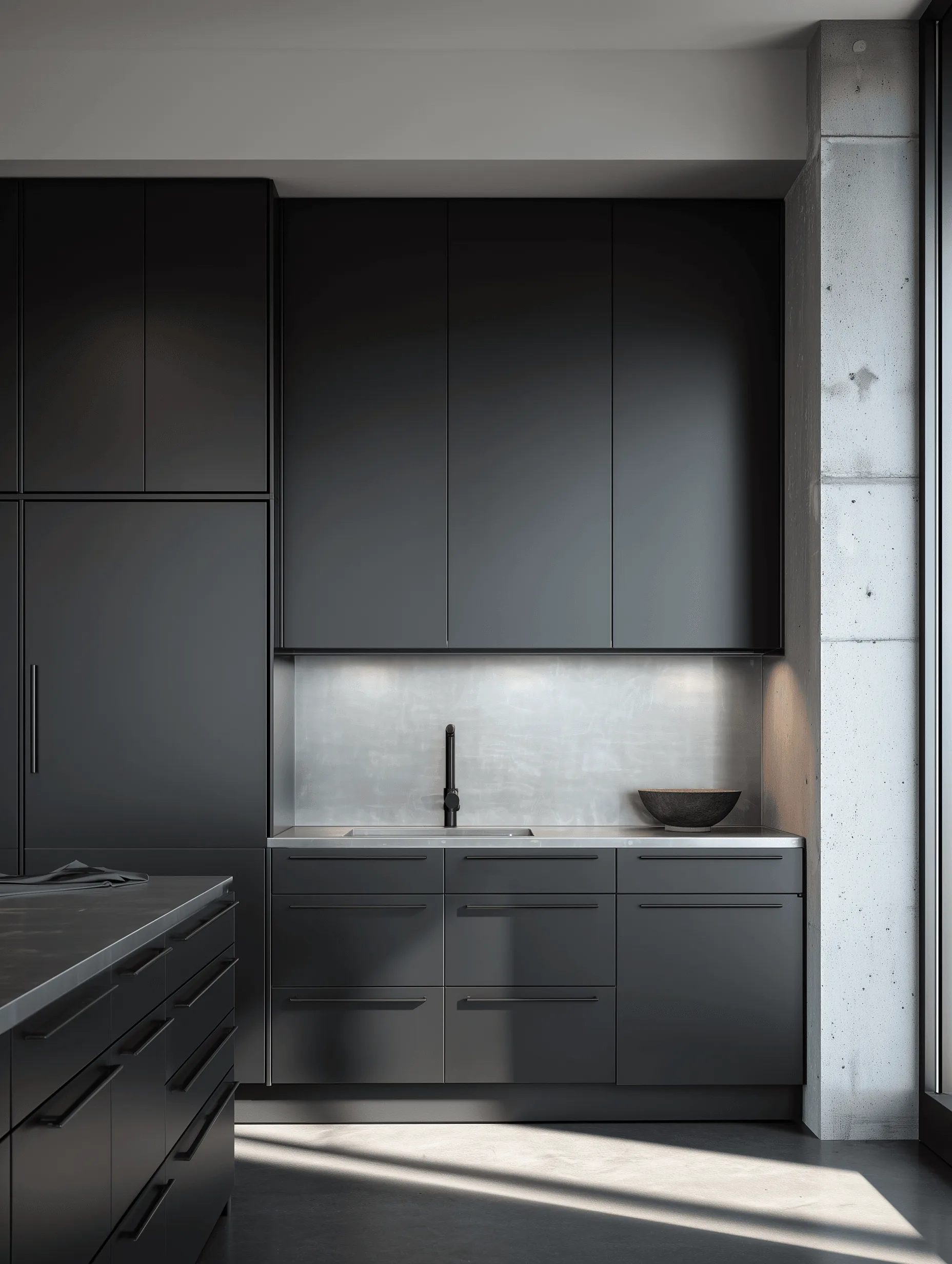 Zovia Matte Black & Graphite stainless steel kitchen cabinet
