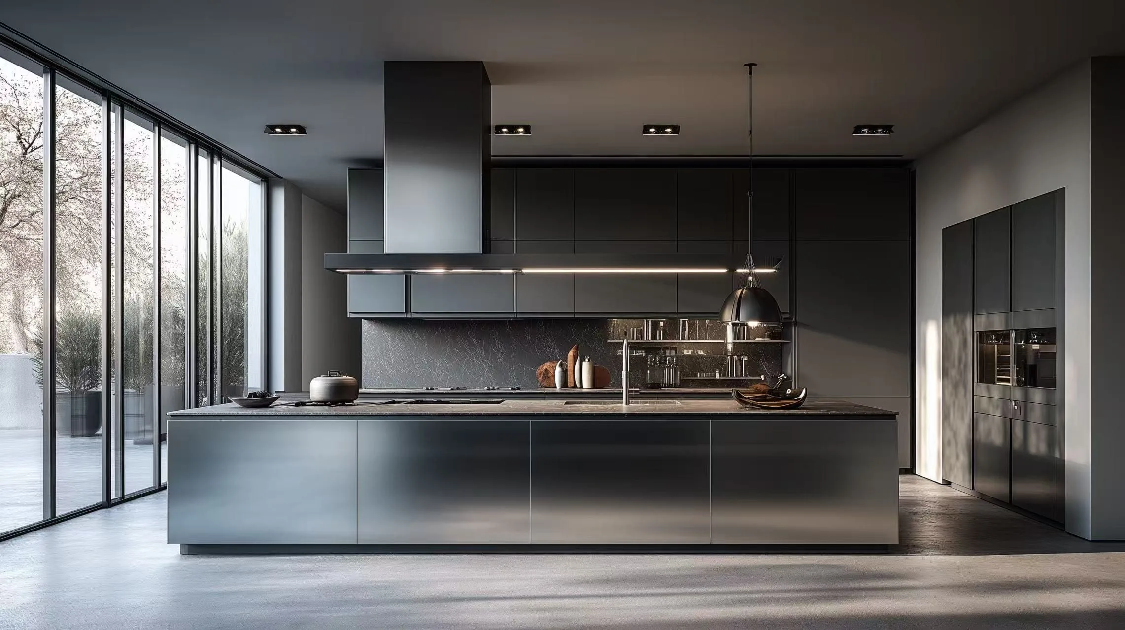 Zovia Matte Black & Graphite stainless steel kitchen cabinet
