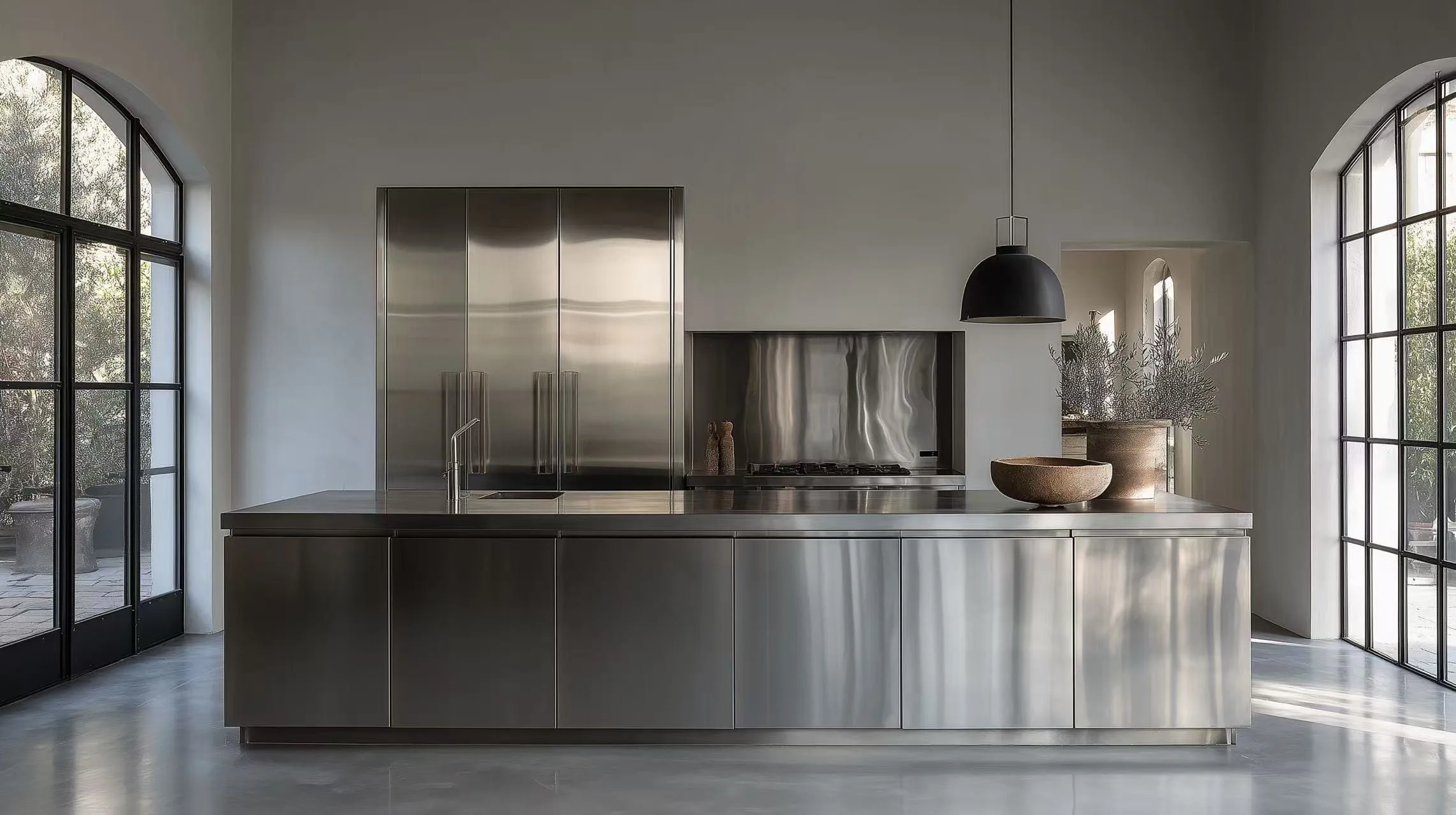 Zovia Silver Brushed stainless steel kitchen cabinet