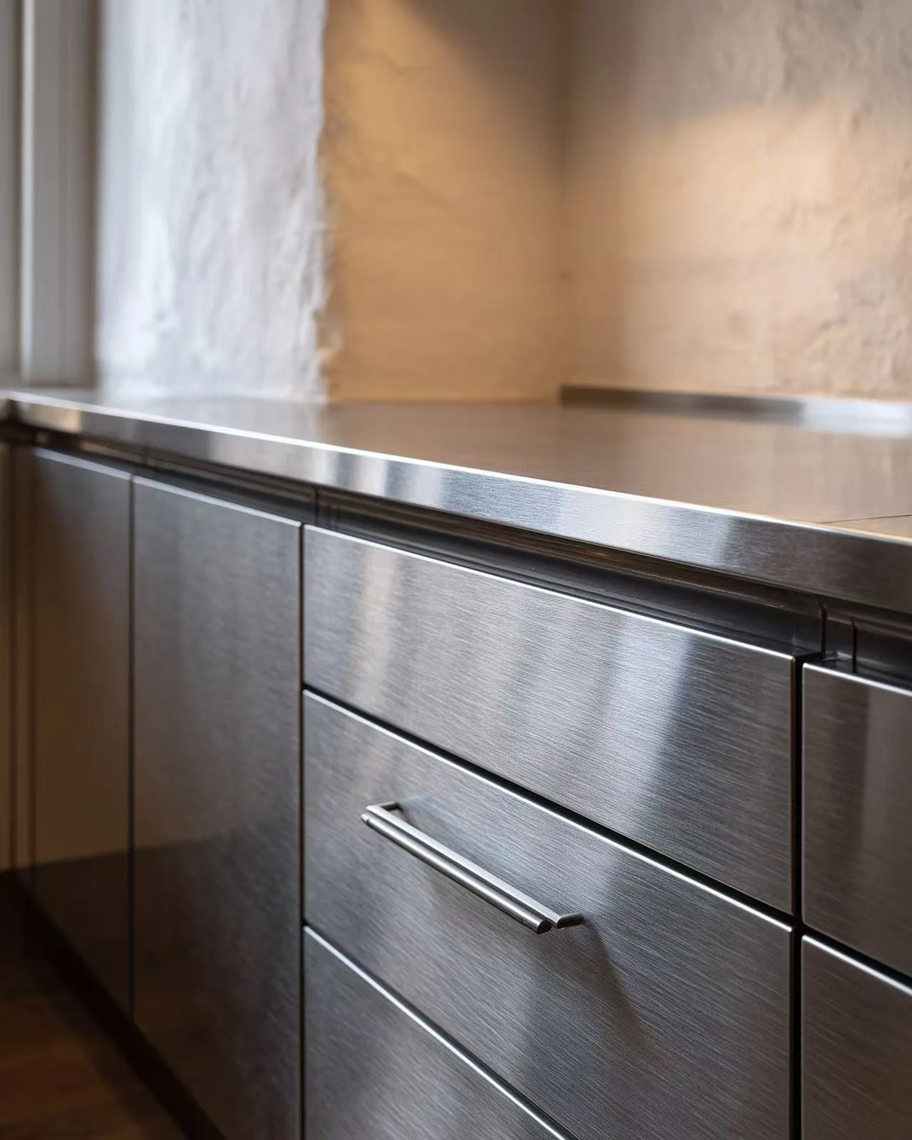 Zovia Silver Brushed stainless steel kitchen cabinet