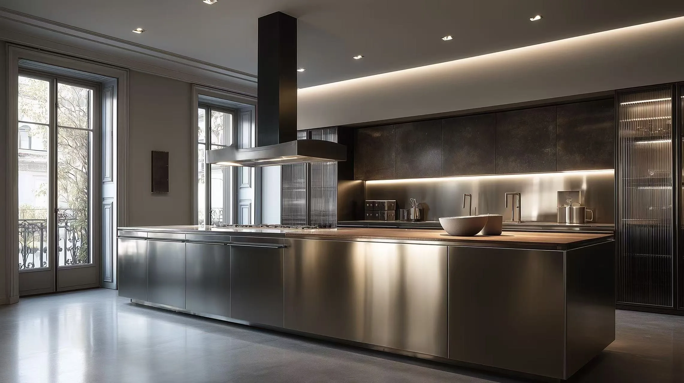 Zovia Silver Brushed stainless steel kitchen cabinet