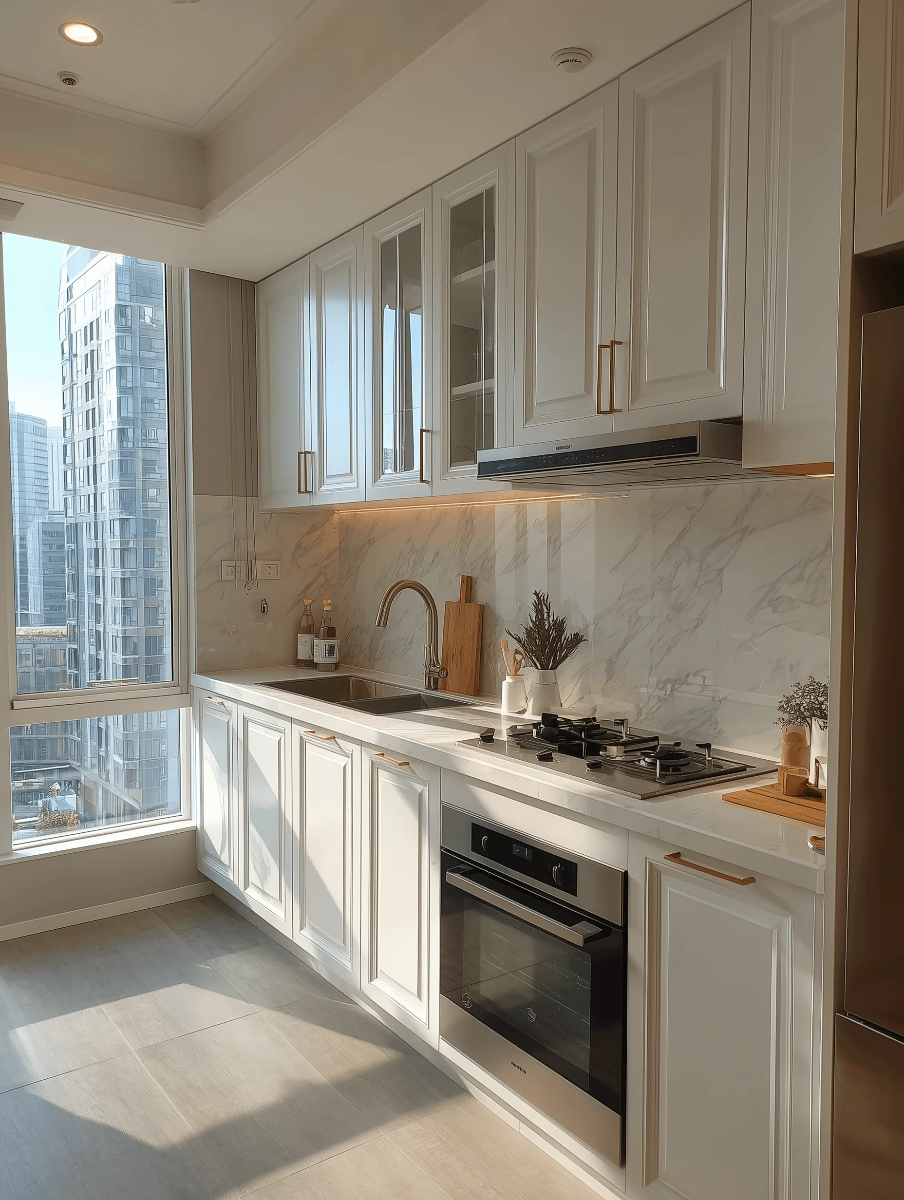 Zovia Warm Tones stainless steel kitchen cabinet