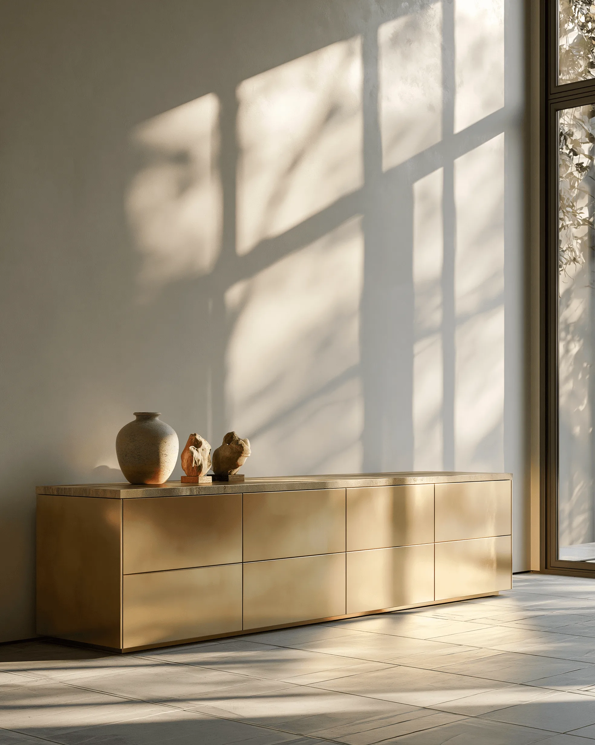 Zovia Sideboard · Brushed Matte & Floating Wall stainless steel living room cabinet