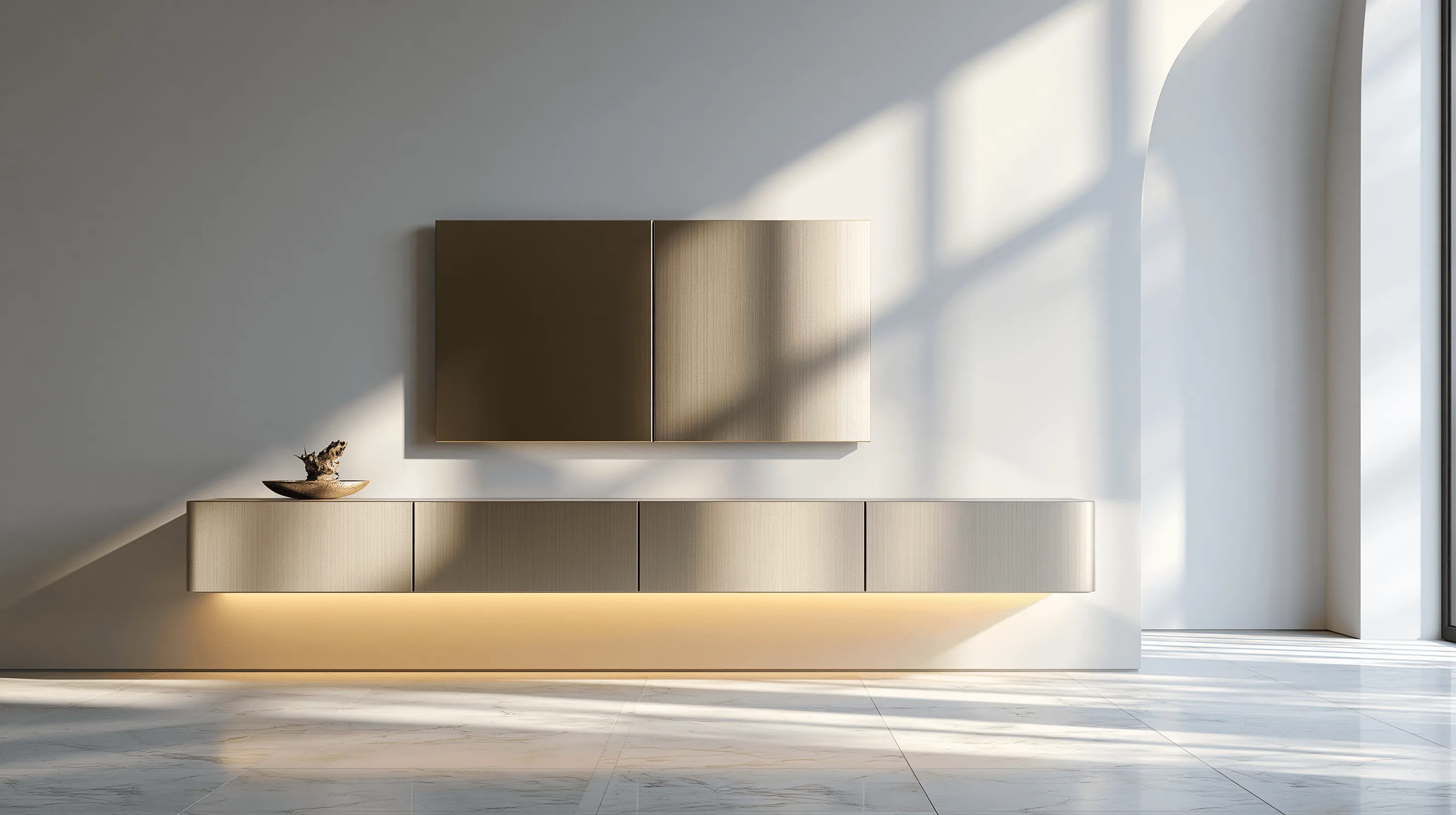 Zovia Sideboard · Brushed Matte & Floating Wall stainless steel living room cabinet