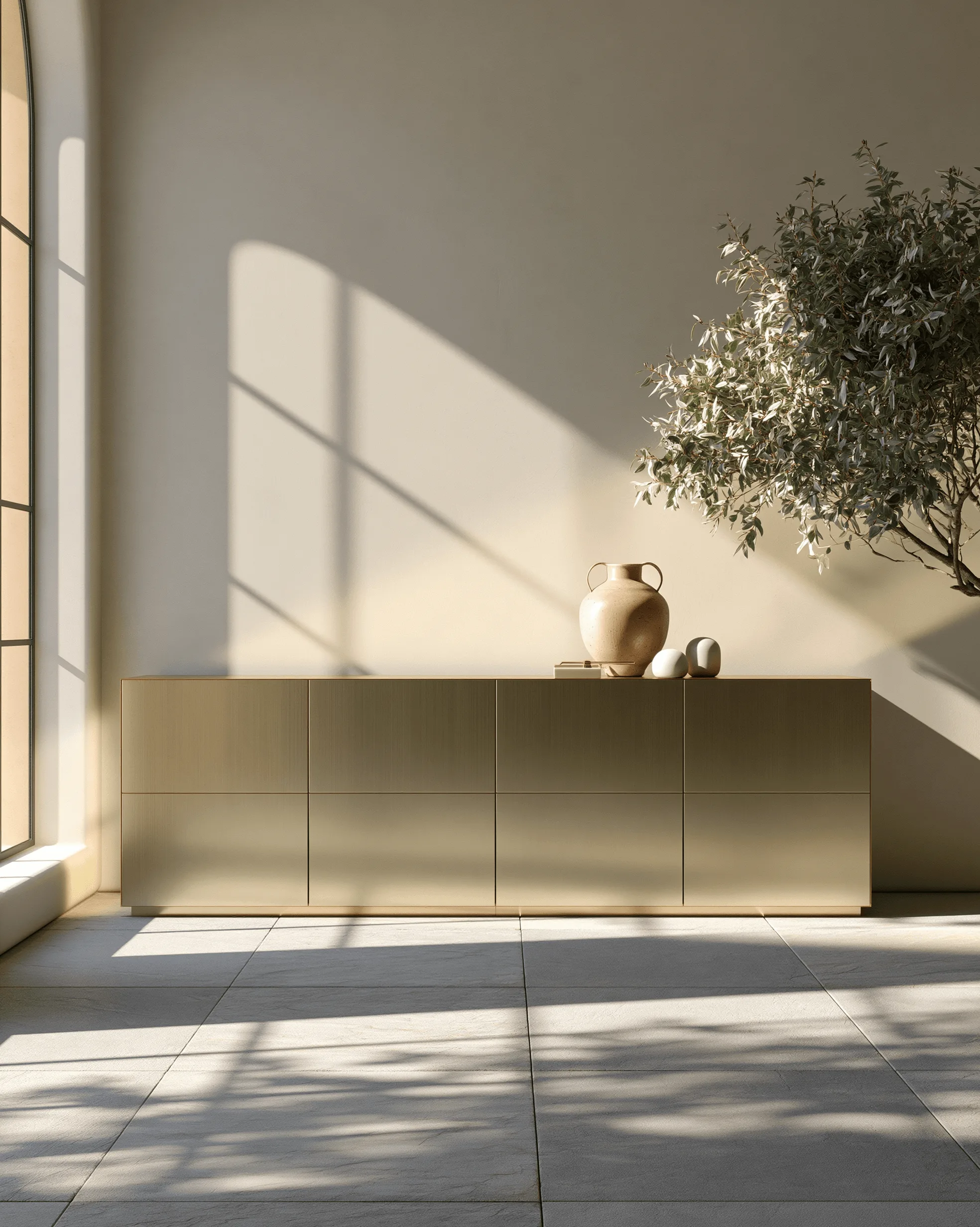 Zovia Sideboard · Brushed Matte & Floating Wall stainless steel living room cabinet