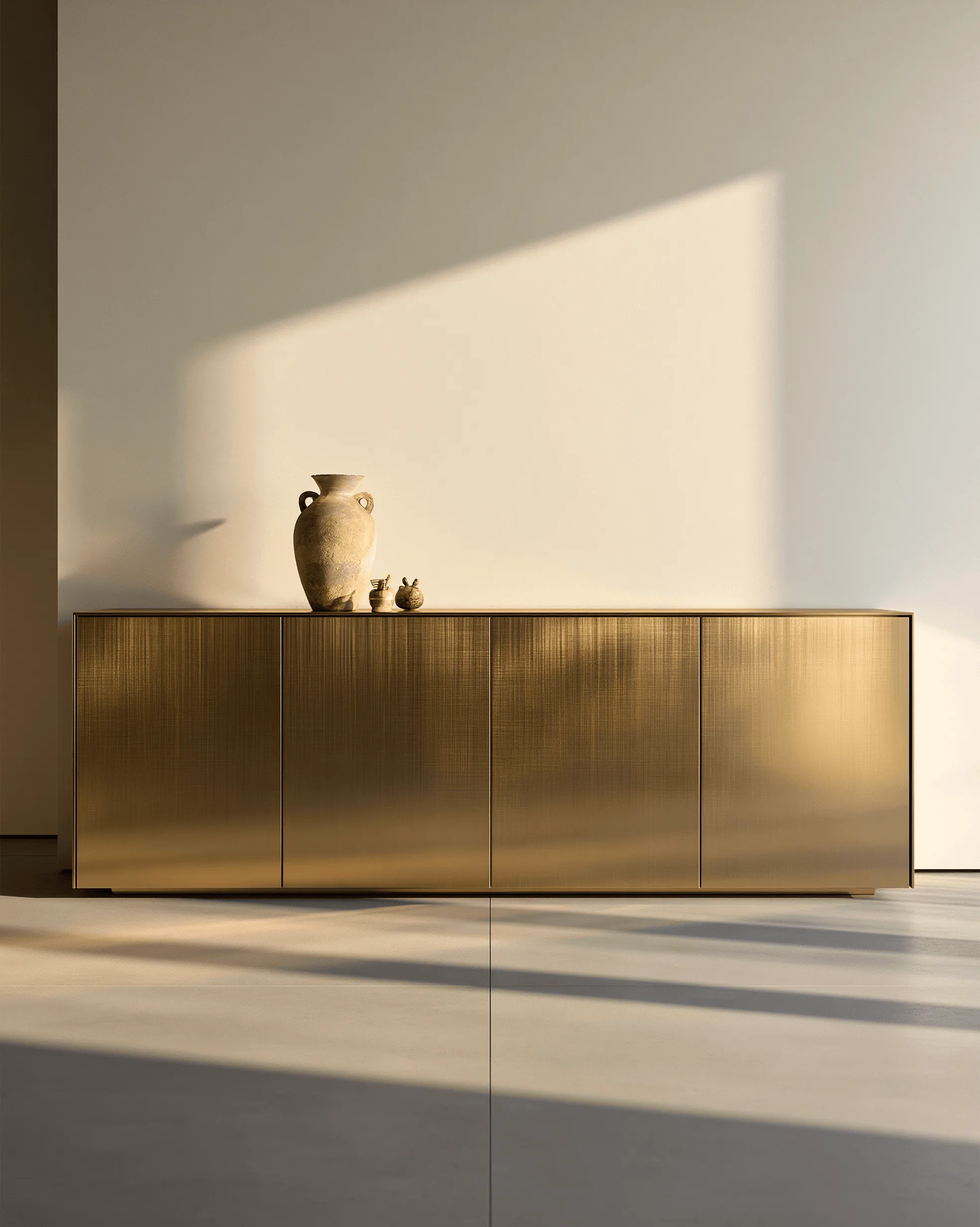 Zovia Sideboard · Brushed Matte & Floating Wall stainless steel living room cabinet