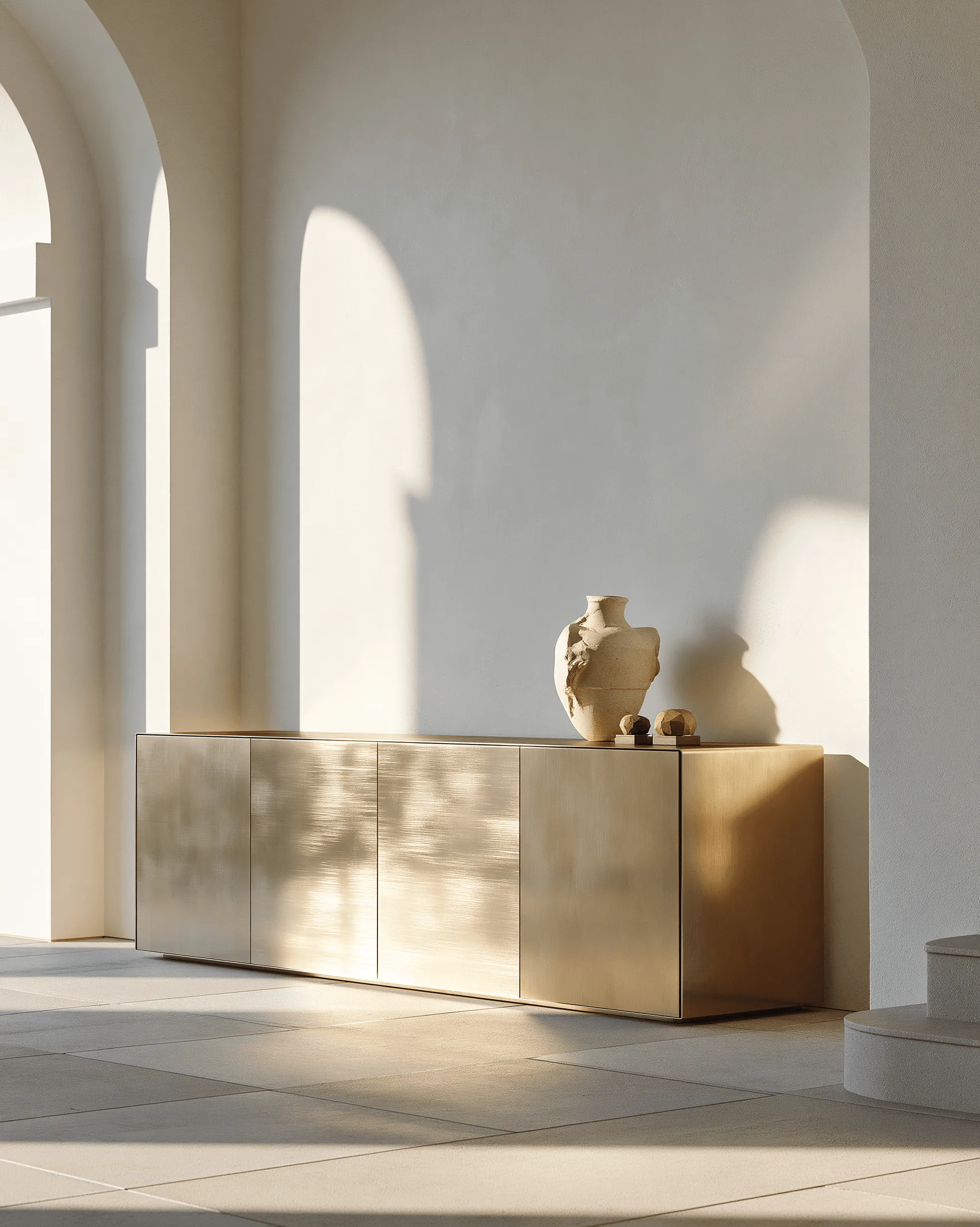 Zovia Sideboard · Brushed Matte & Floating Wall stainless steel living room cabinet