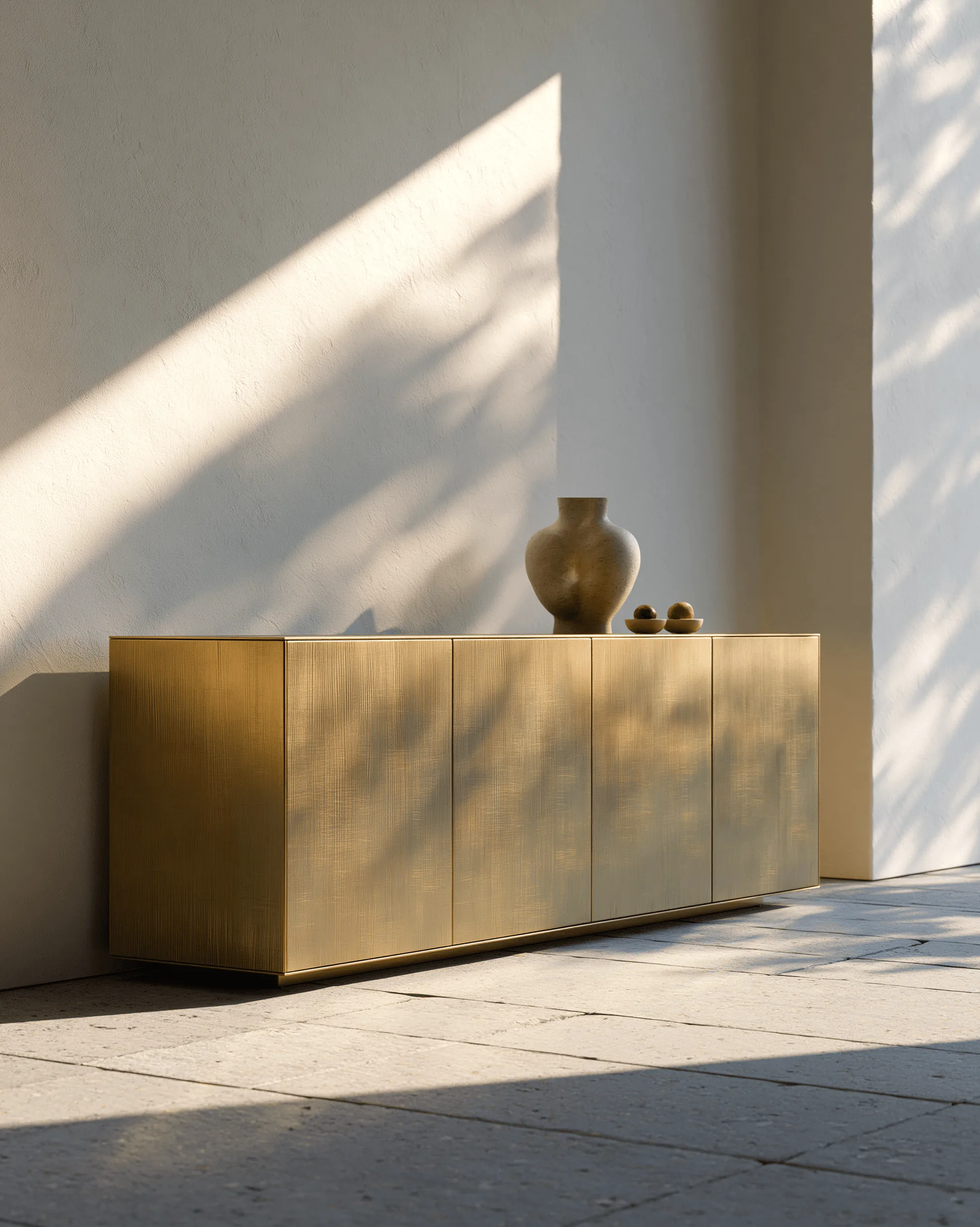Zovia Sideboard · Brushed Matte & Floating Wall stainless steel living room cabinet