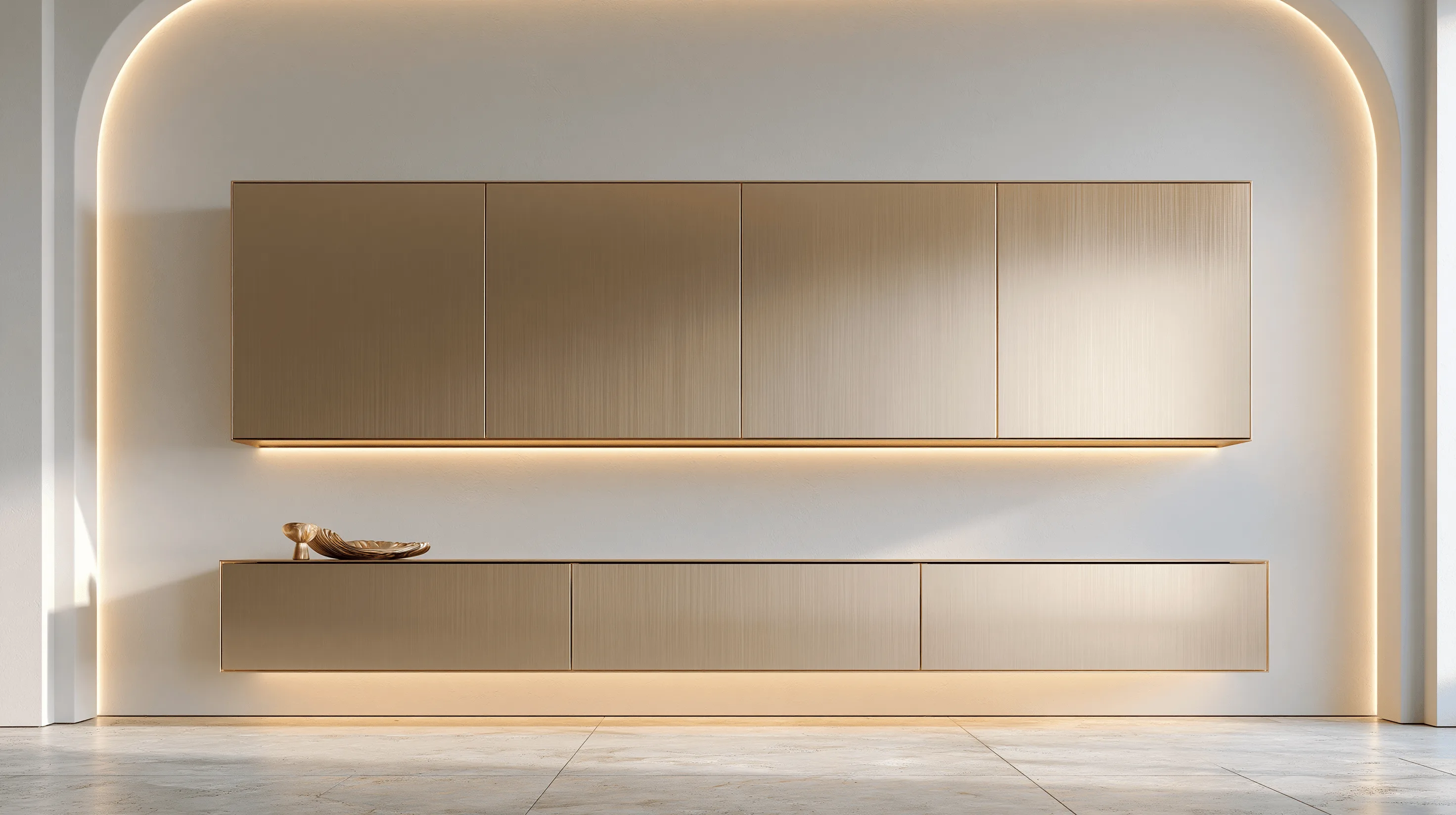 Zovia Sideboard · Brushed Matte & Floating Wall stainless steel living room cabinet