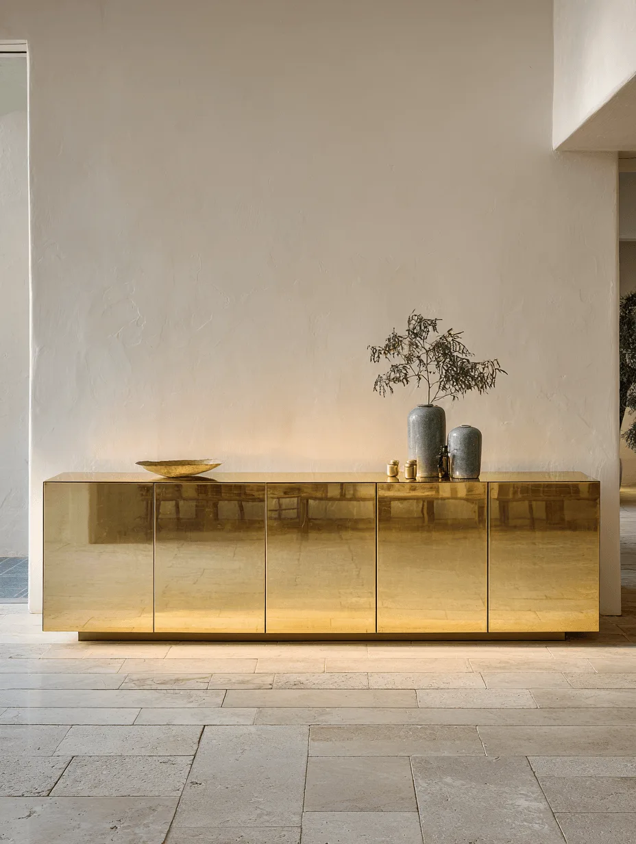 Zovia Sideboard · Polished Brass stainless steel living room cabinet