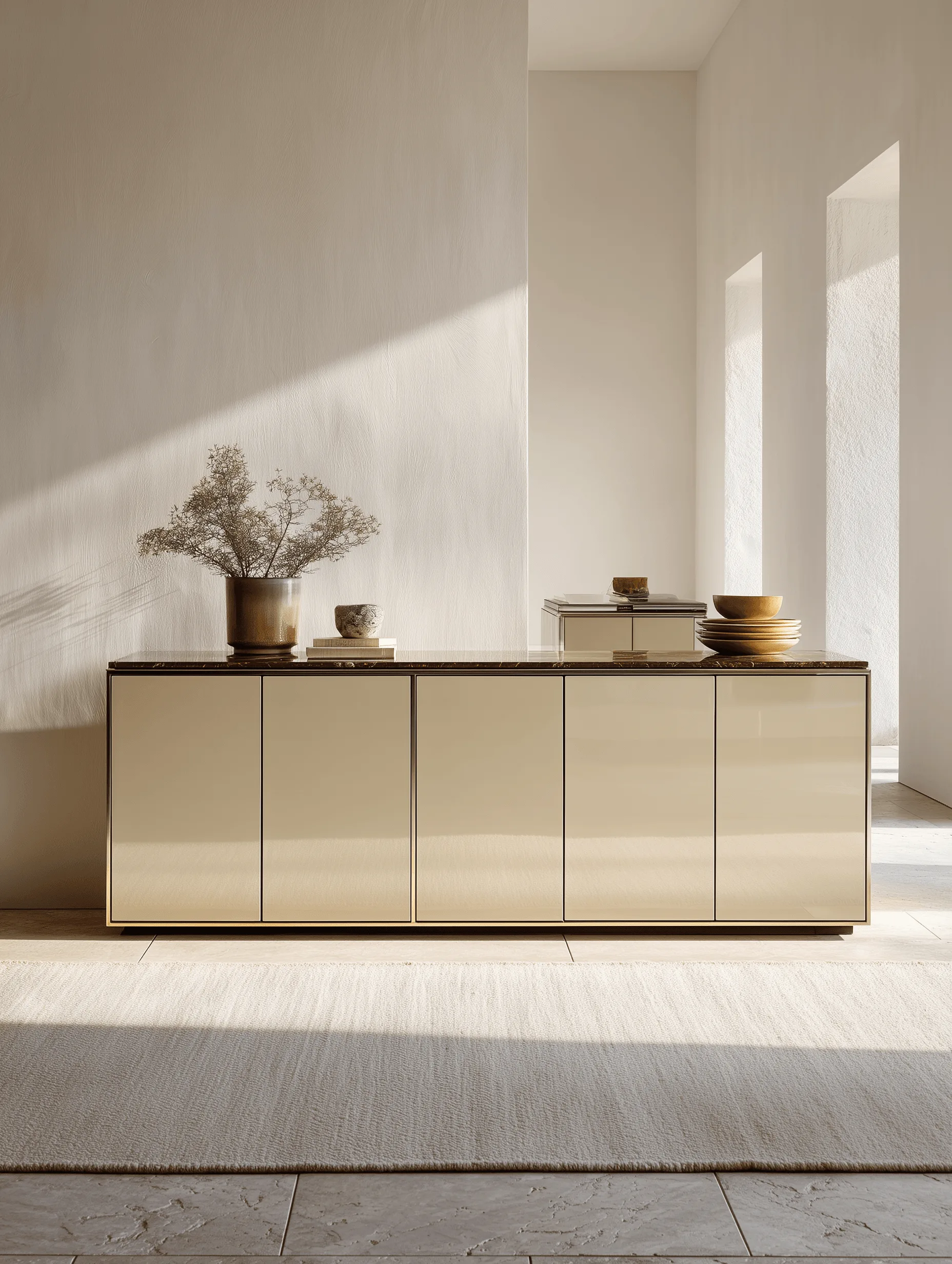 Zovia Sideboard · Polished Brass stainless steel living room cabinet