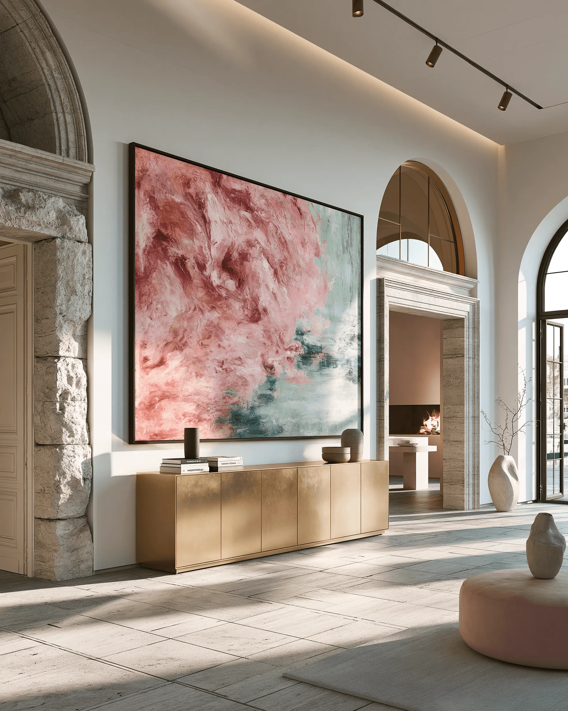 Zovia Sideboard · Polished Brass stainless steel living room cabinet