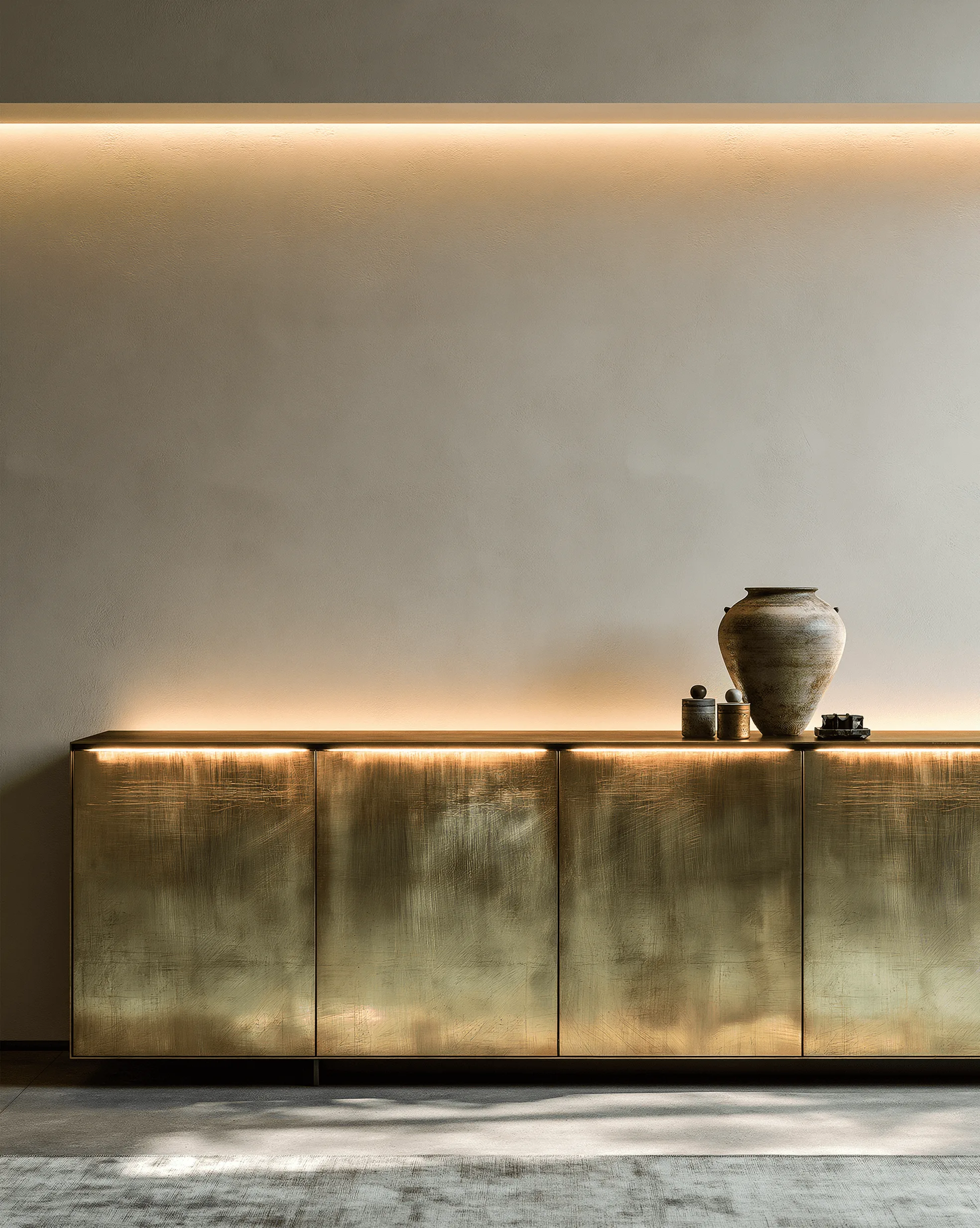 Zovia Sideboard · Polished Brass stainless steel living room cabinet