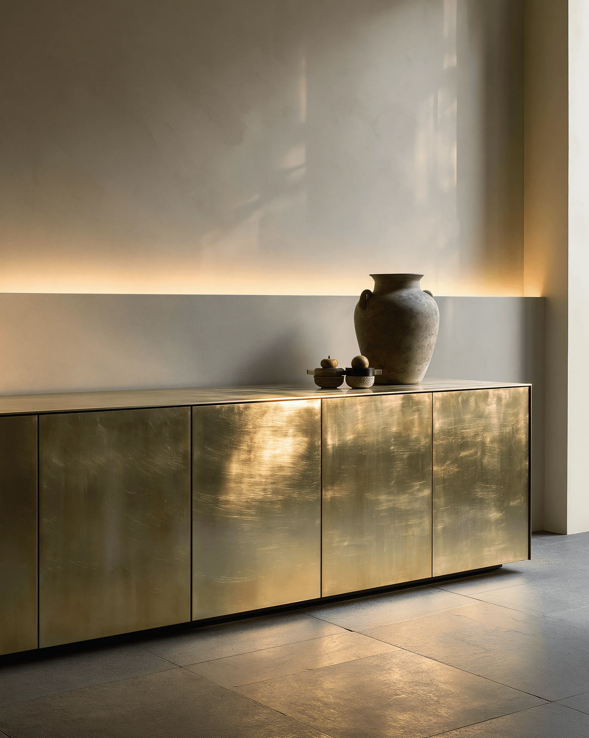 Zovia Sideboard · Polished Brass stainless steel living room cabinet