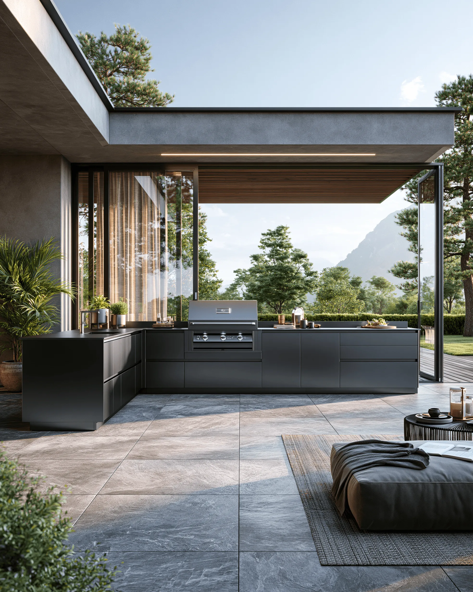 Zovia Matte Black & Dark Grey stainless steel outdoor kitchen