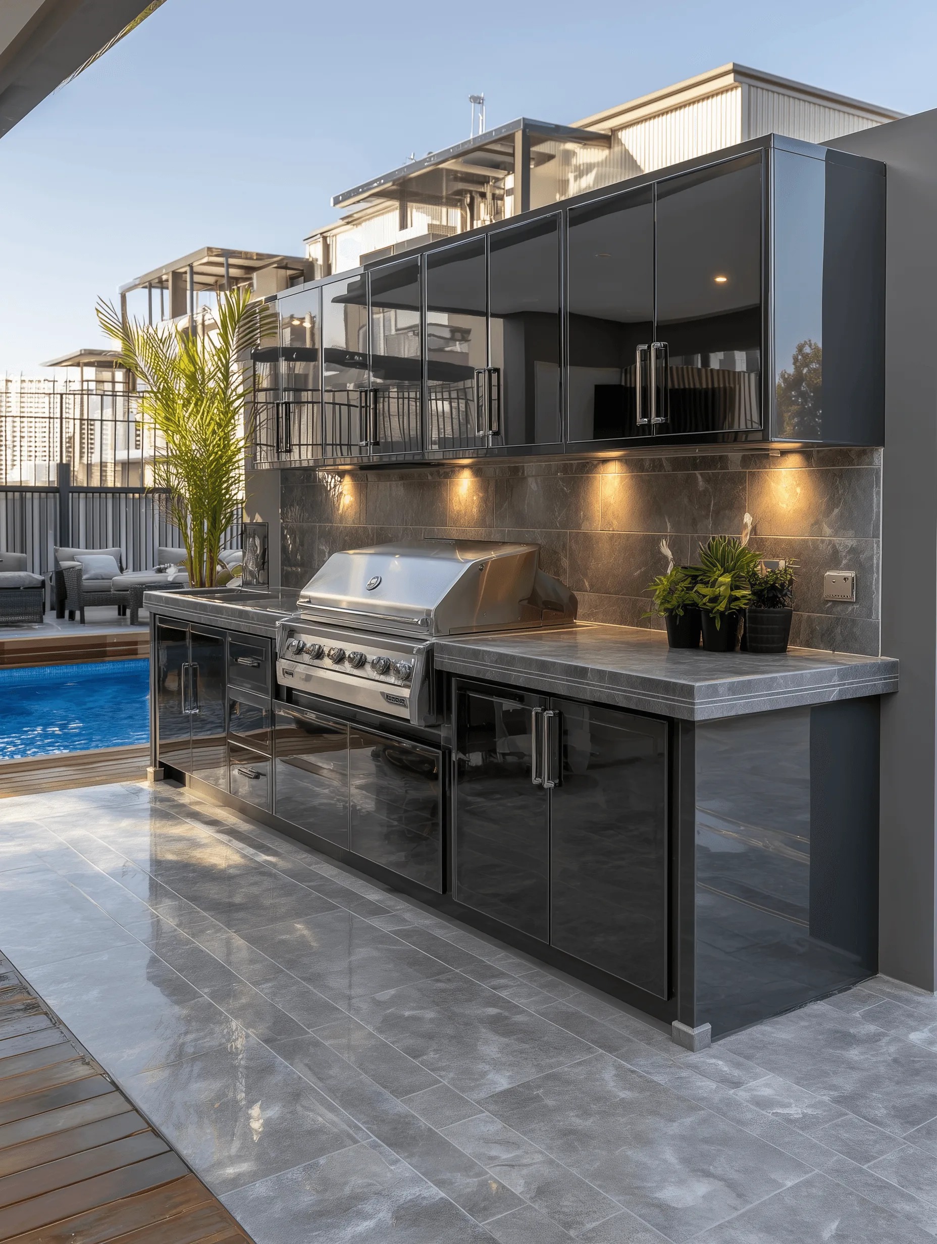 Zovia Matte Black & Dark Grey stainless steel outdoor kitchen
