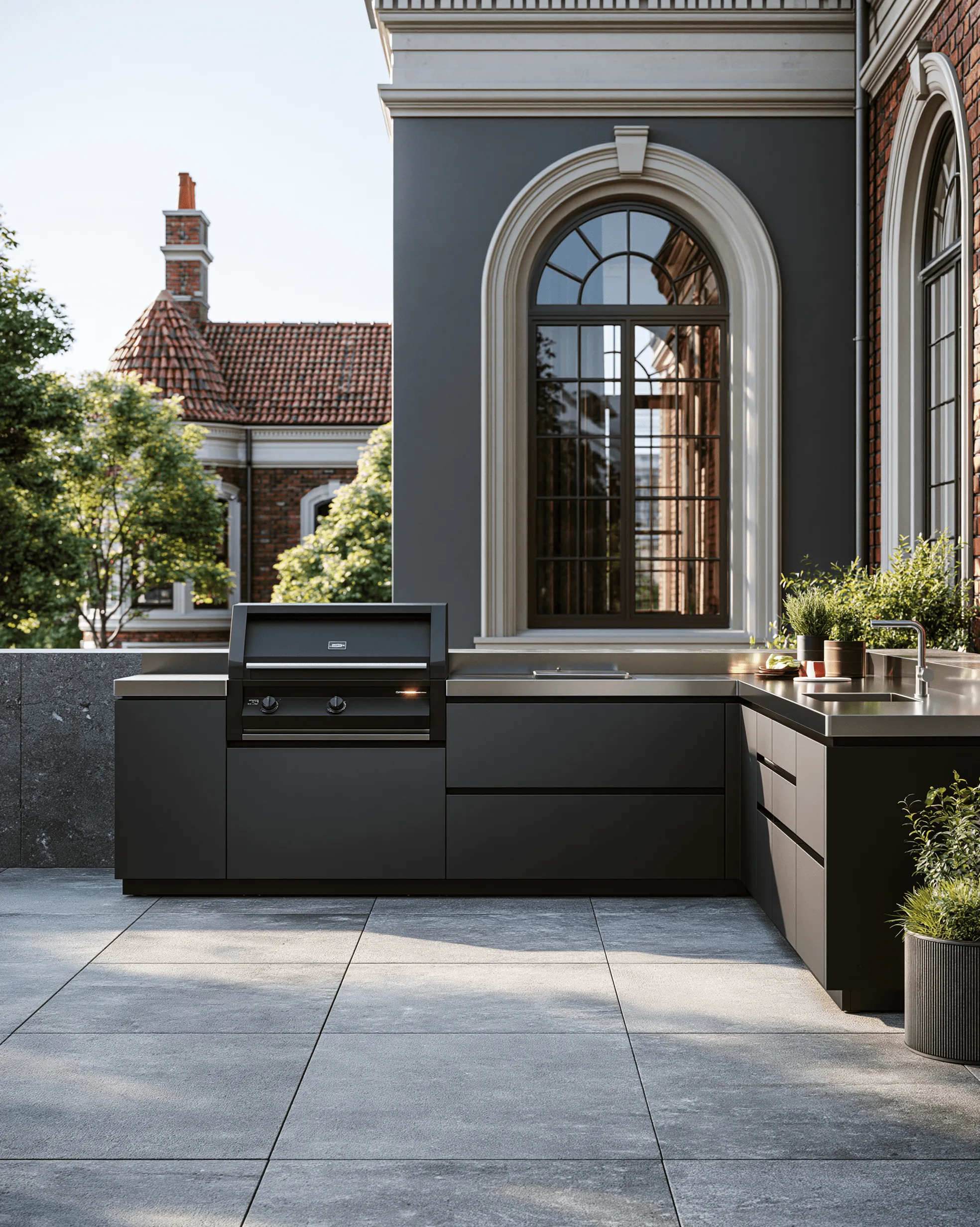 Zovia Matte Black & Dark Grey stainless steel outdoor kitchen