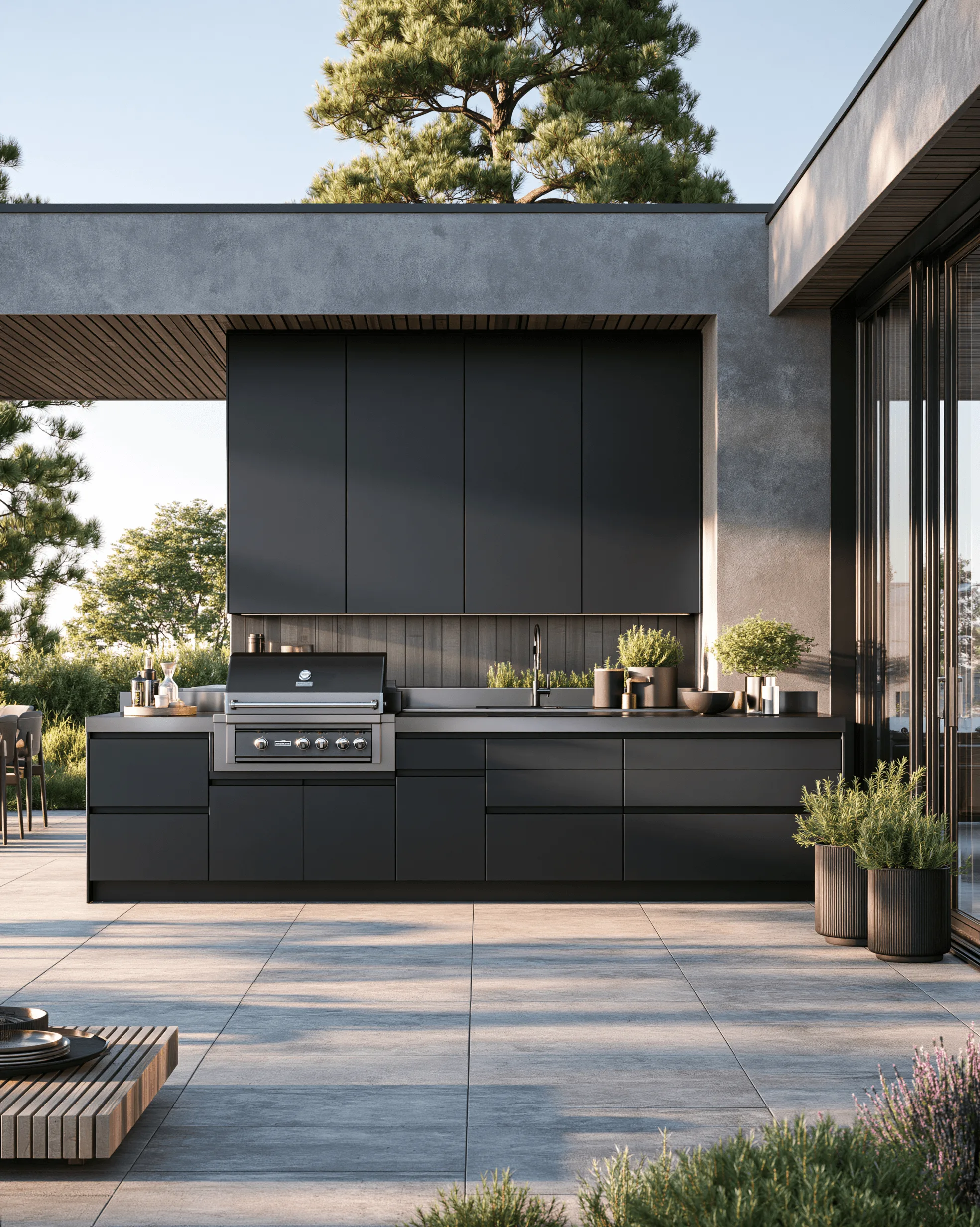 Zovia Matte Black & Dark Grey stainless steel outdoor kitchen