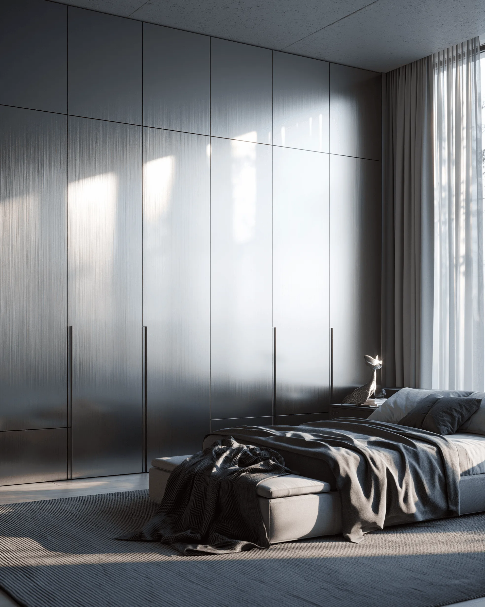 Zovia Dark Grey & Gunmetal stainless steel wardrobe