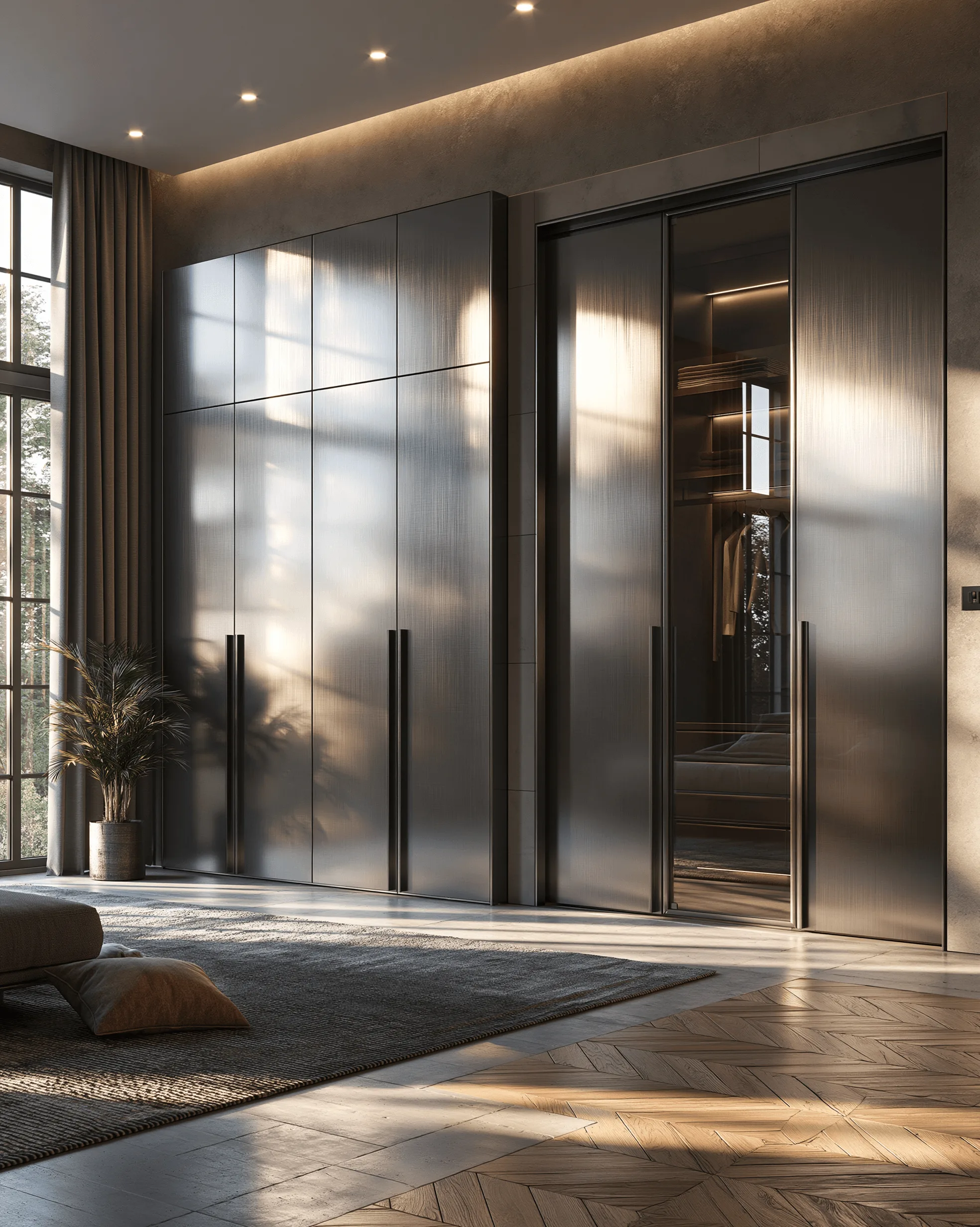 Zovia Dark Grey & Gunmetal stainless steel wardrobe