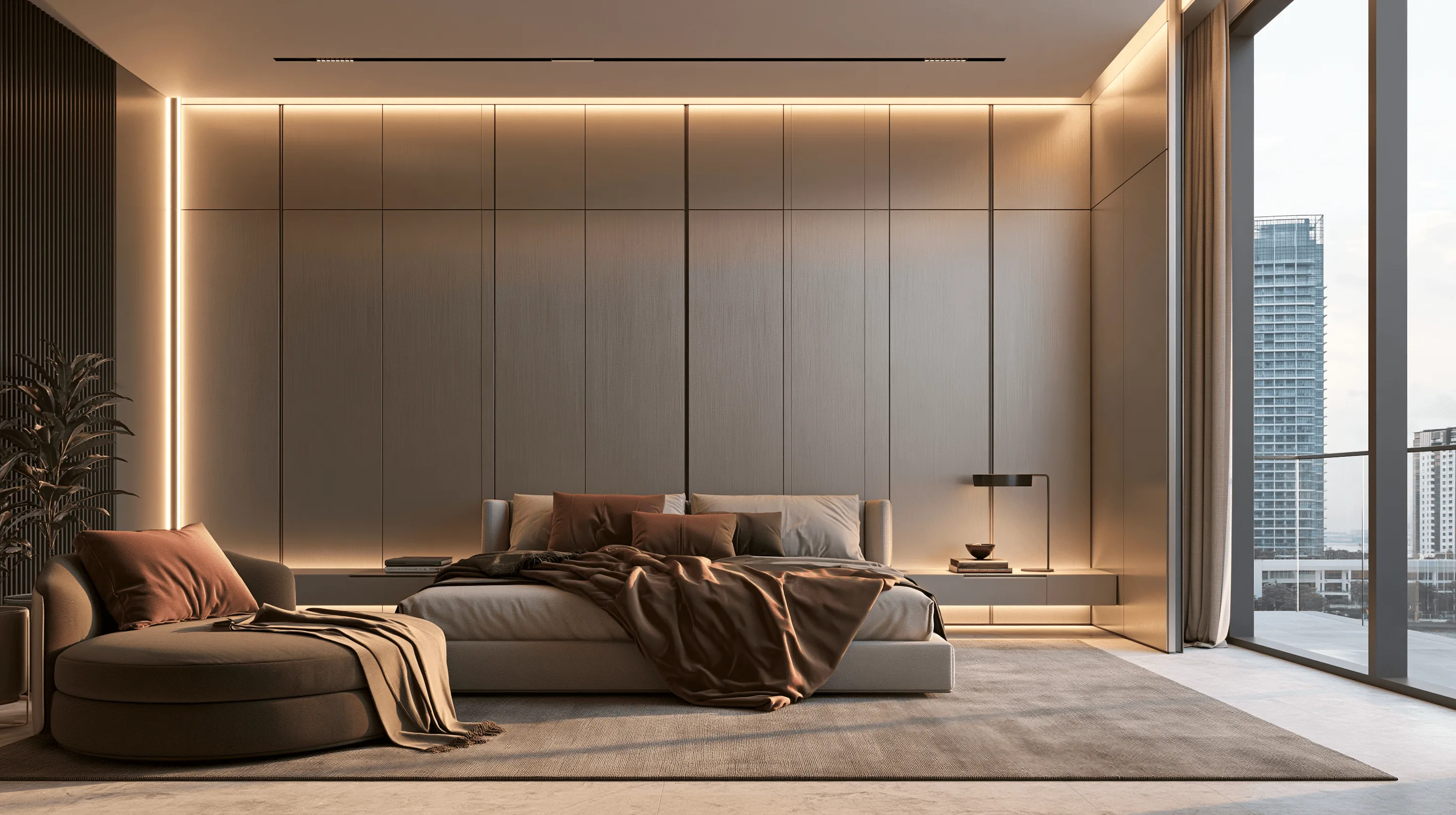 Zovia Champagne Gold & Antique Bronze stainless steel wardrobe