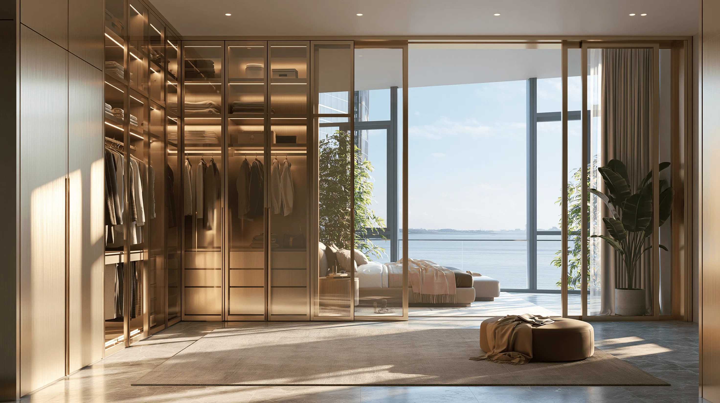 Zovia Champagne Gold & Antique Bronze stainless steel wardrobe