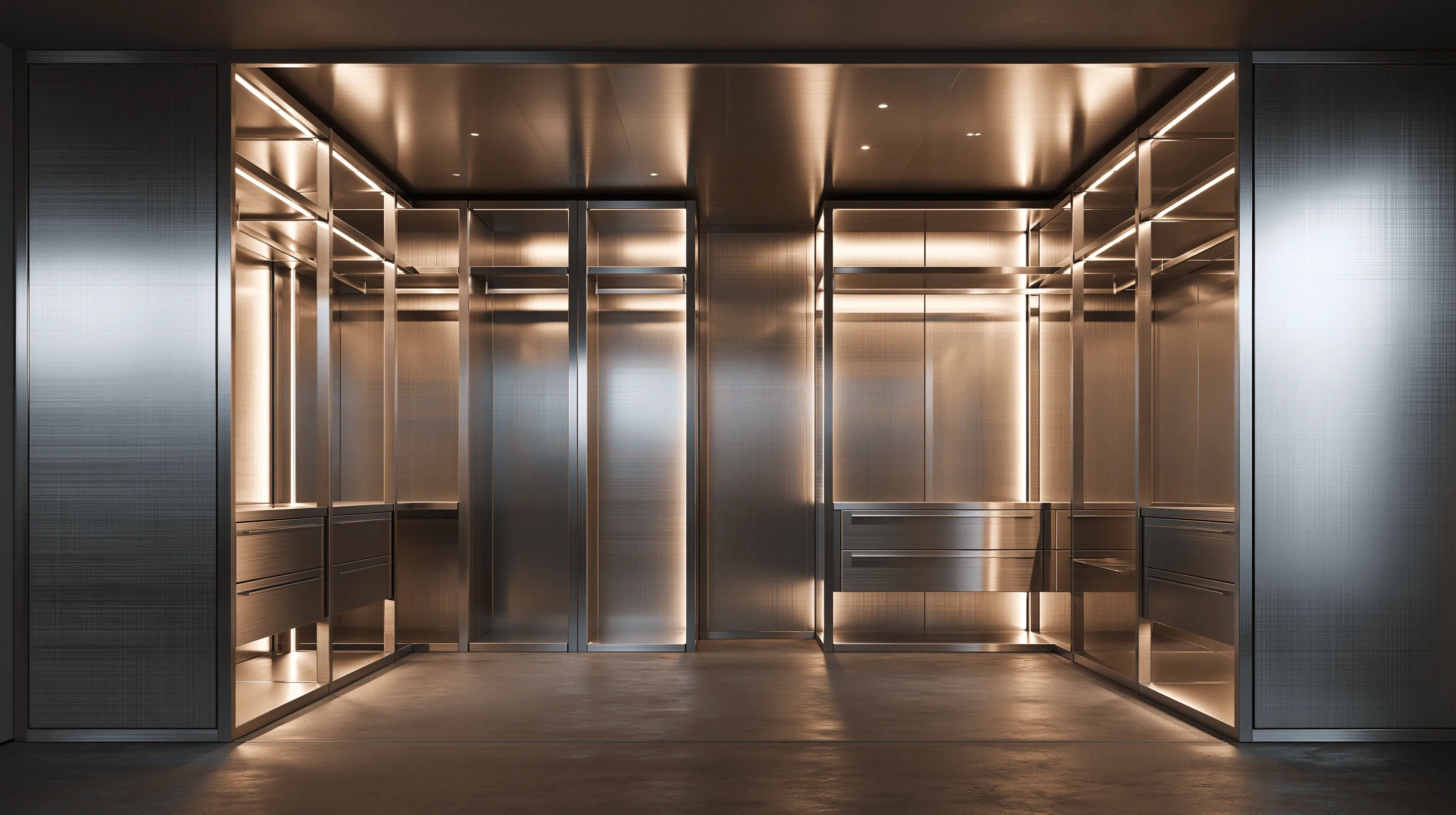Zovia Silver Brushed & Cool Grey stainless steel wardrobe