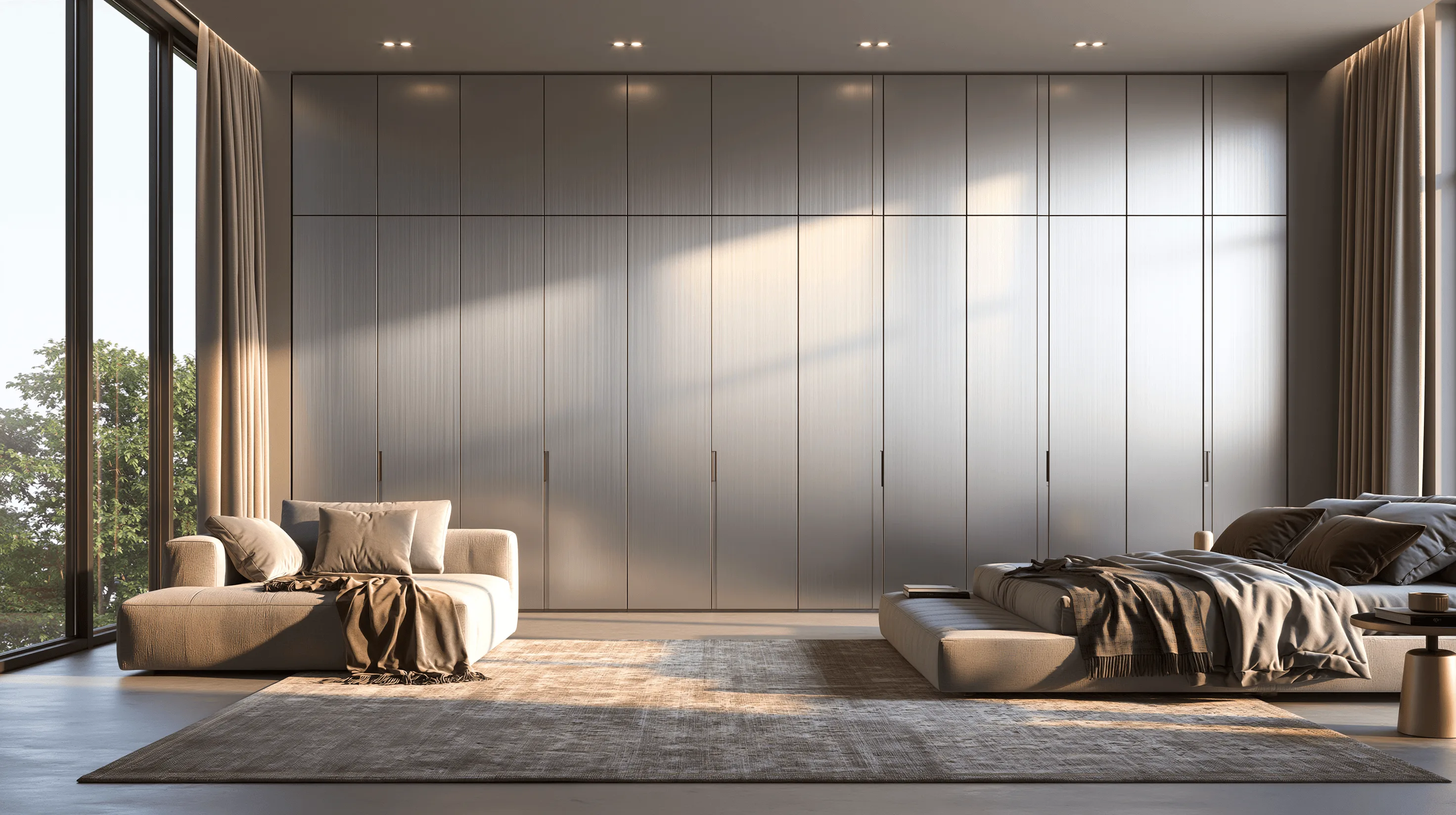 Zovia Silver Brushed & Cool Grey stainless steel wardrobe