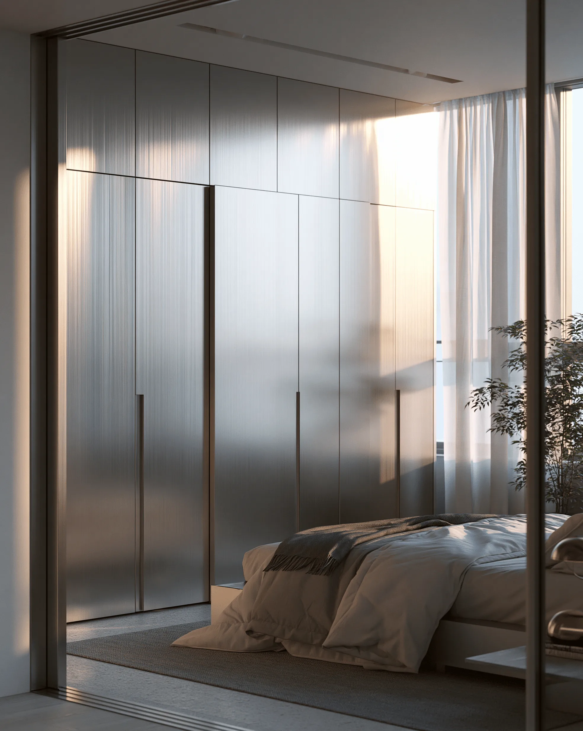 Zovia Silver Brushed & Cool Grey stainless steel wardrobe