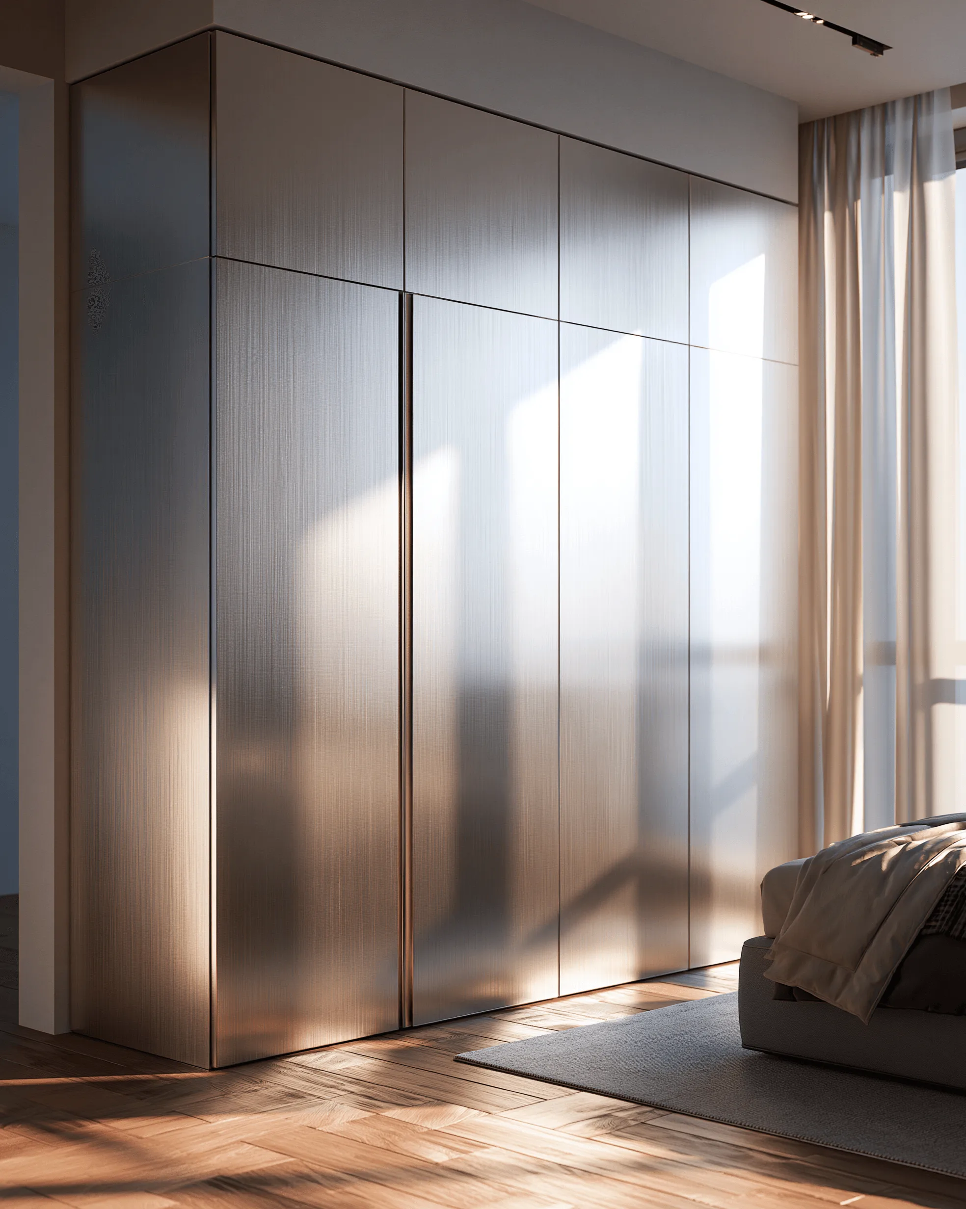 Zovia Silver Brushed & Cool Grey stainless steel wardrobe